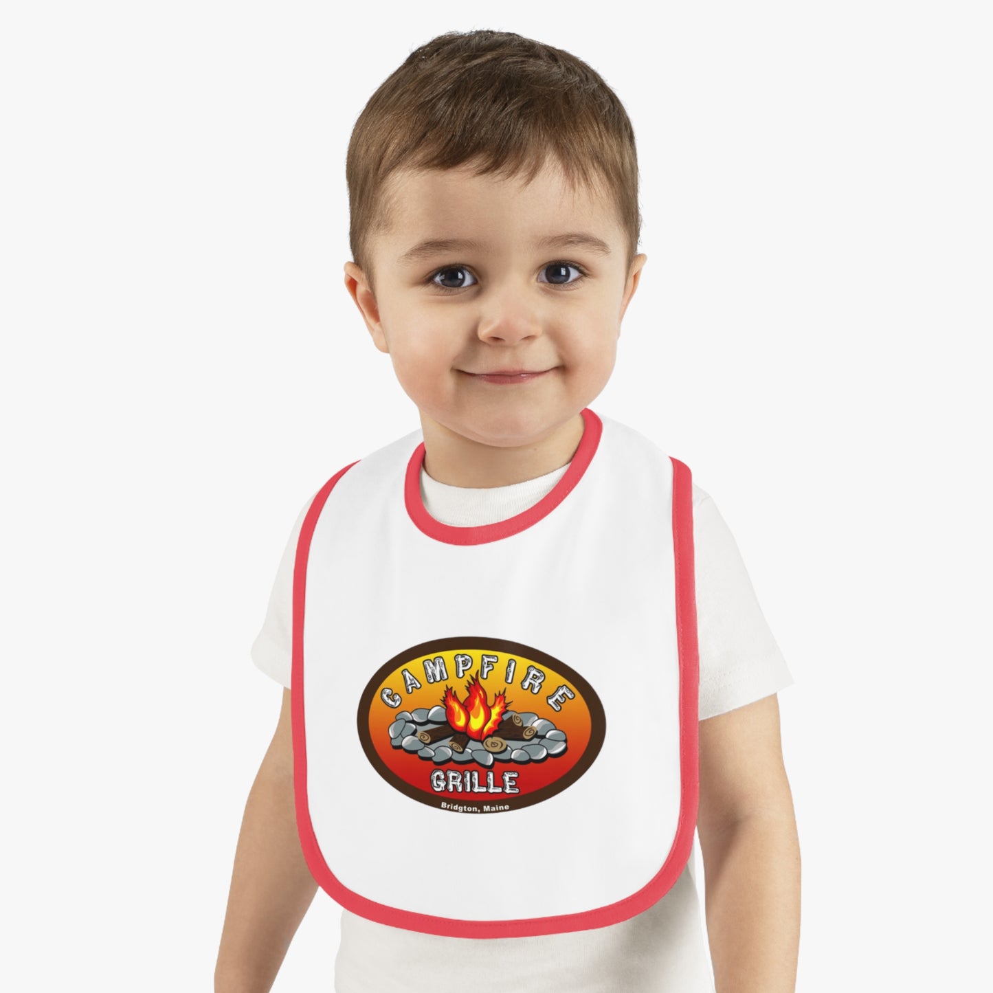 Camping-Themed Baby Bib, Outdoor Dining Bib, Baby Shower Gift, BBQ Fun, Baby Feeding Accessory, Cute Campfire Design