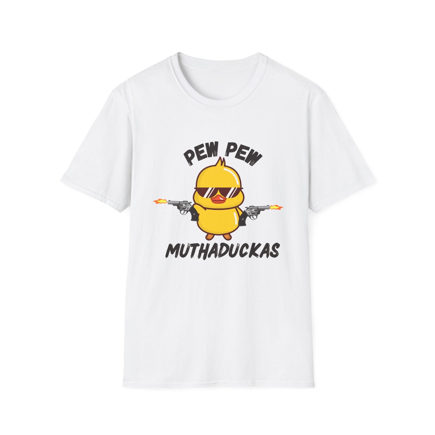 Pew Pew Muthuduckas Funny Rubber Ducky Gun T-Shirt