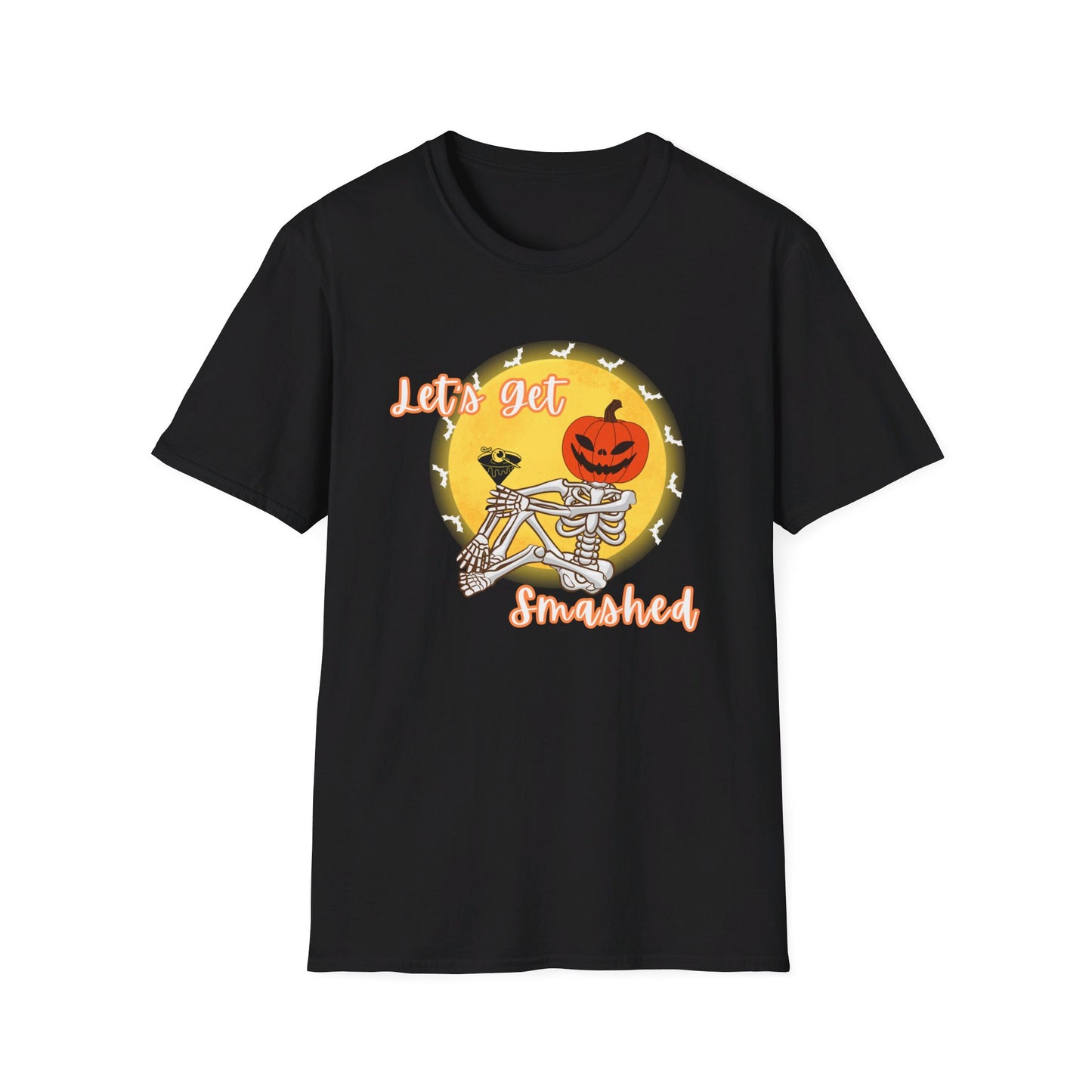 Let's Get Smashed Funny Halloween Skeleton with Martini T-Shirt