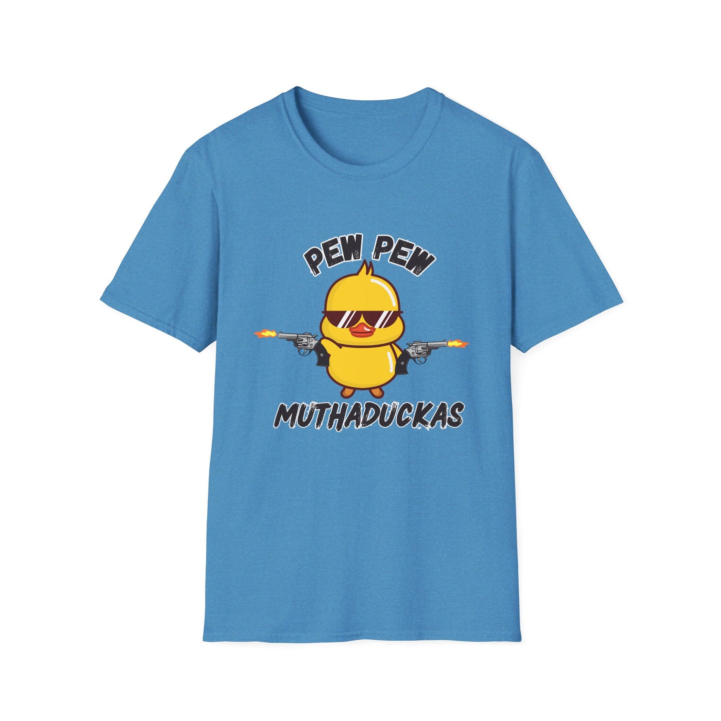 Pew Pew Muthuduckas Funny Rubber Ducky Gun T-Shirt