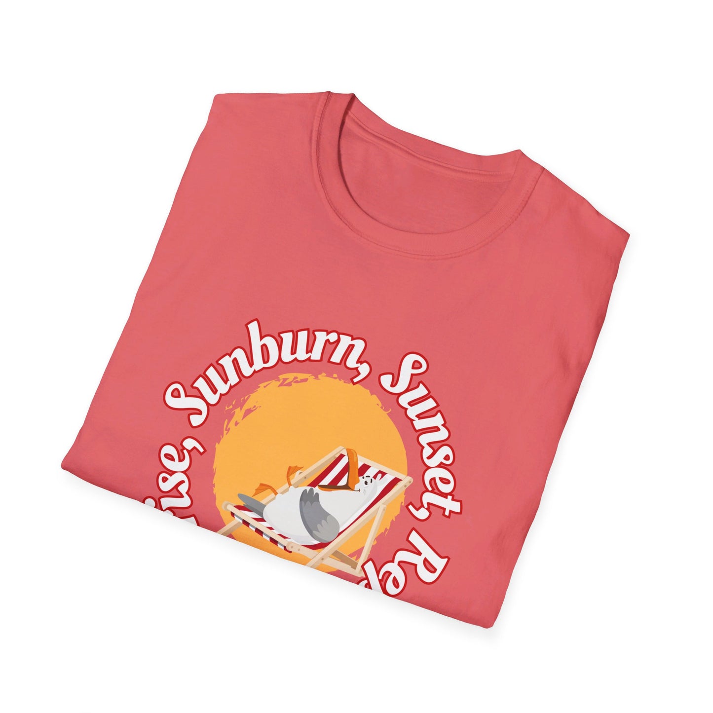 Sunrise, Sunburn, Sunset, Repeat, Seagull on the Beach Unisex T-Shirt