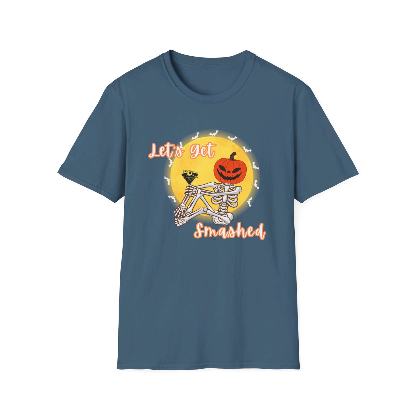 Let's Get Smashed Funny Halloween Skeleton with Martini T-Shirt