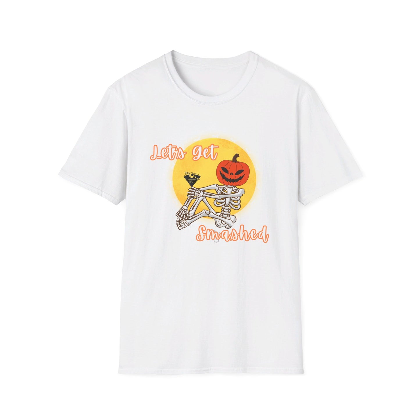 Let's Get Smashed Funny Halloween Skeleton with Martini T-Shirt