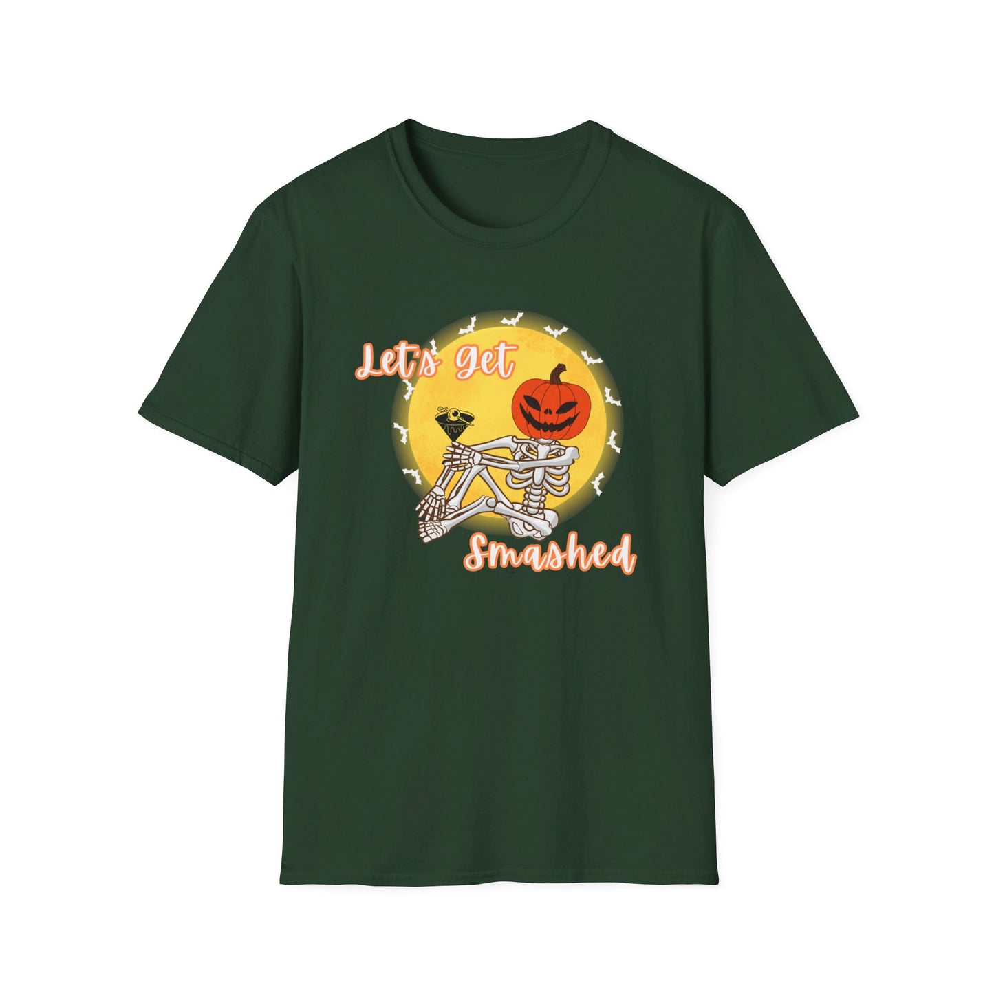 Let's Get Smashed Funny Halloween Skeleton with Martini T-Shirt