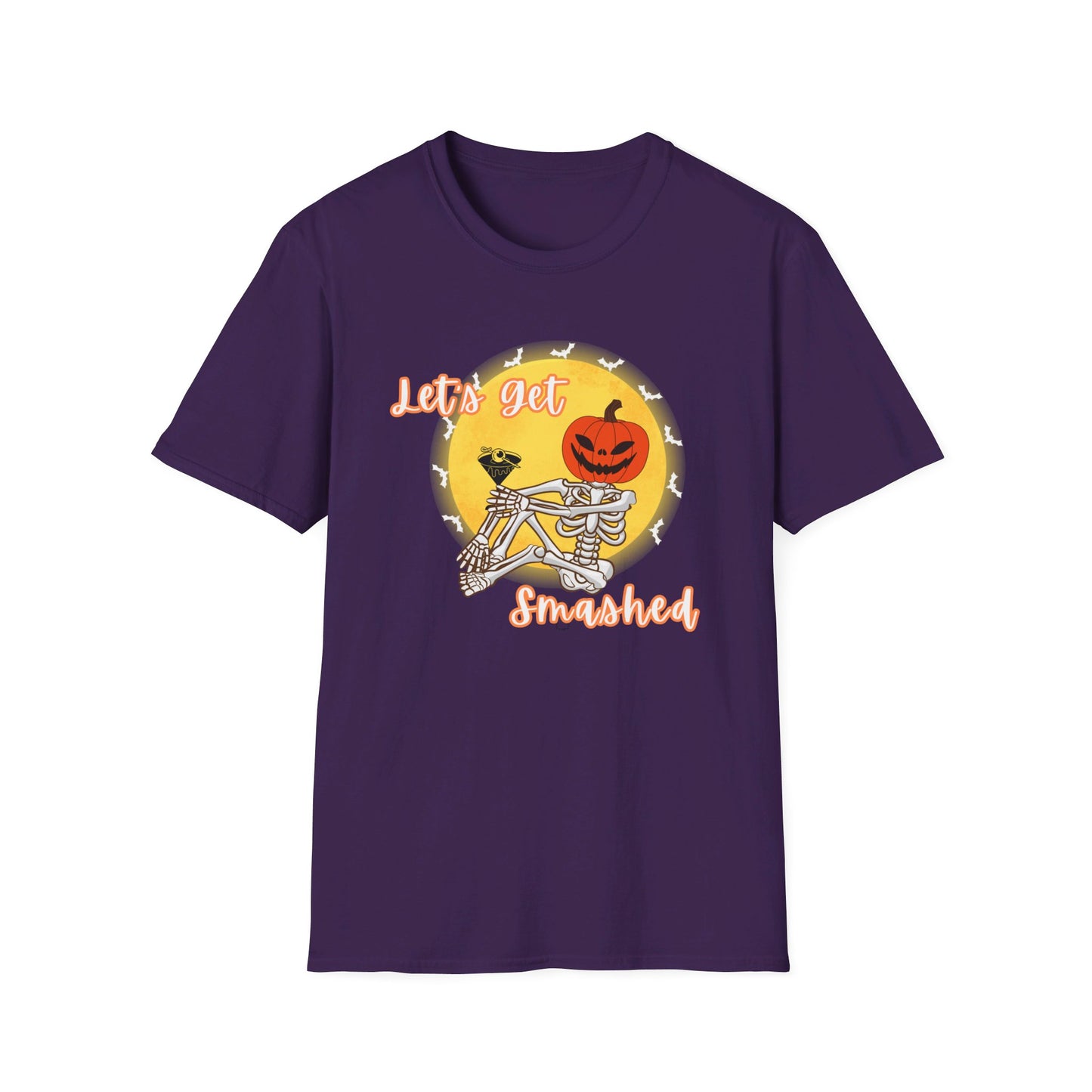 Let's Get Smashed Funny Halloween Skeleton with Martini T-Shirt