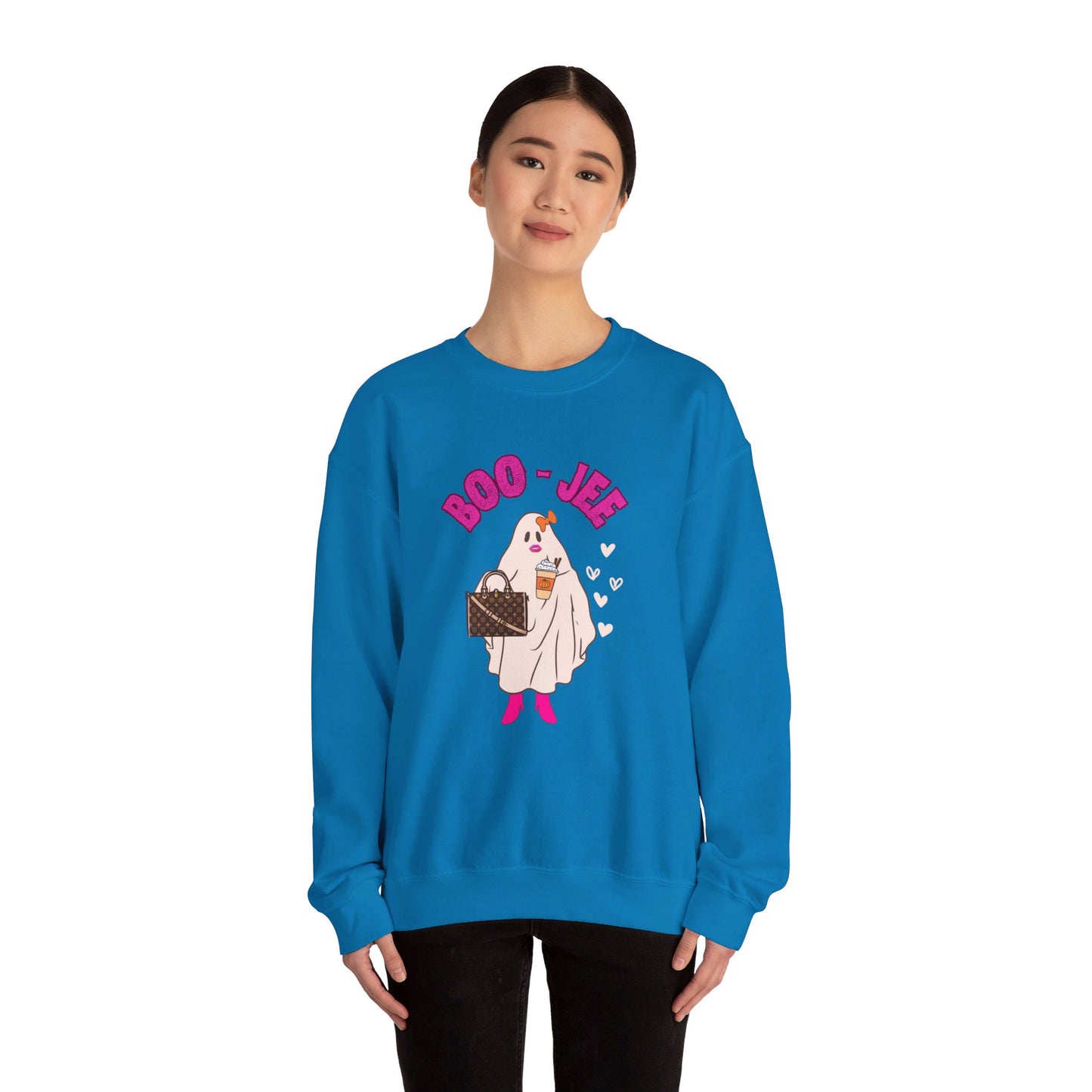 BOO-JEE funny Glam Ghost Halloween Basic Girl Fall Season Sweatshirt