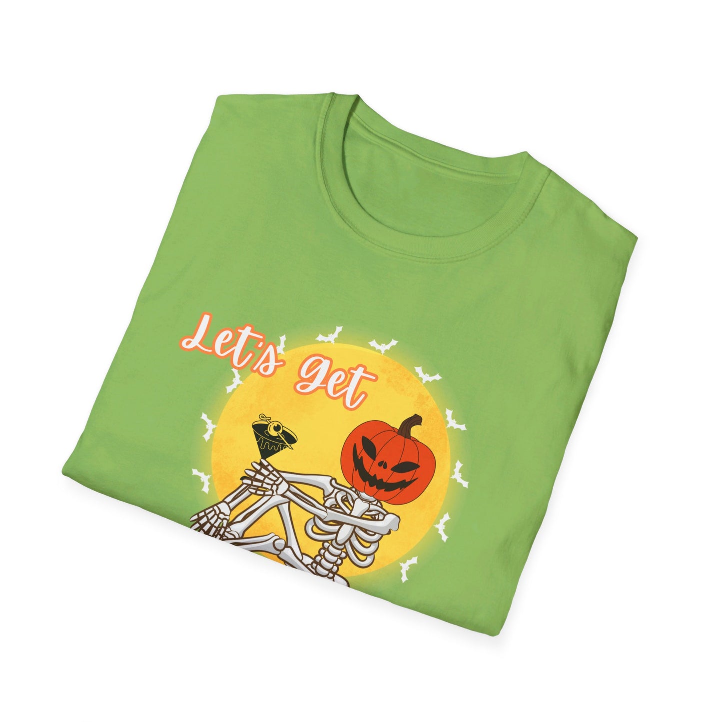 Let's Get Smashed Funny Halloween Skeleton with Martini T-Shirt