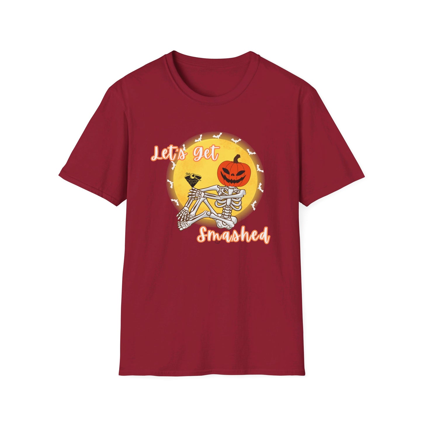 Let's Get Smashed Funny Halloween Skeleton with Martini T-Shirt
