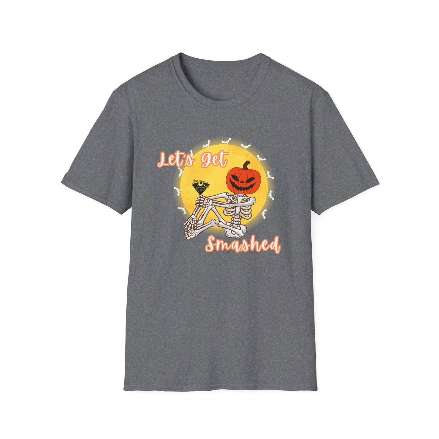 Let's Get Smashed Funny Halloween Skeleton with Martini T-Shirt
