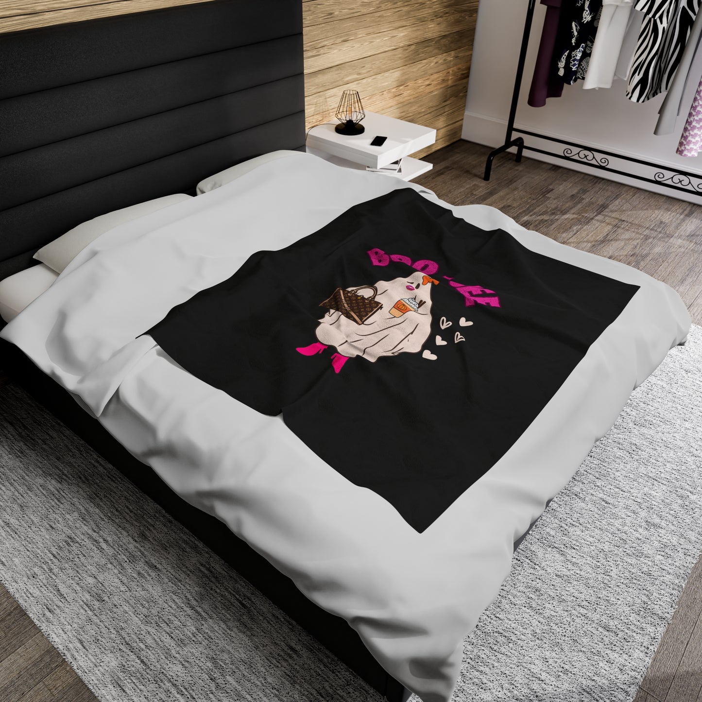 The BOO-JEE Glam Ghost Girlie Velveteen Plush Blanket