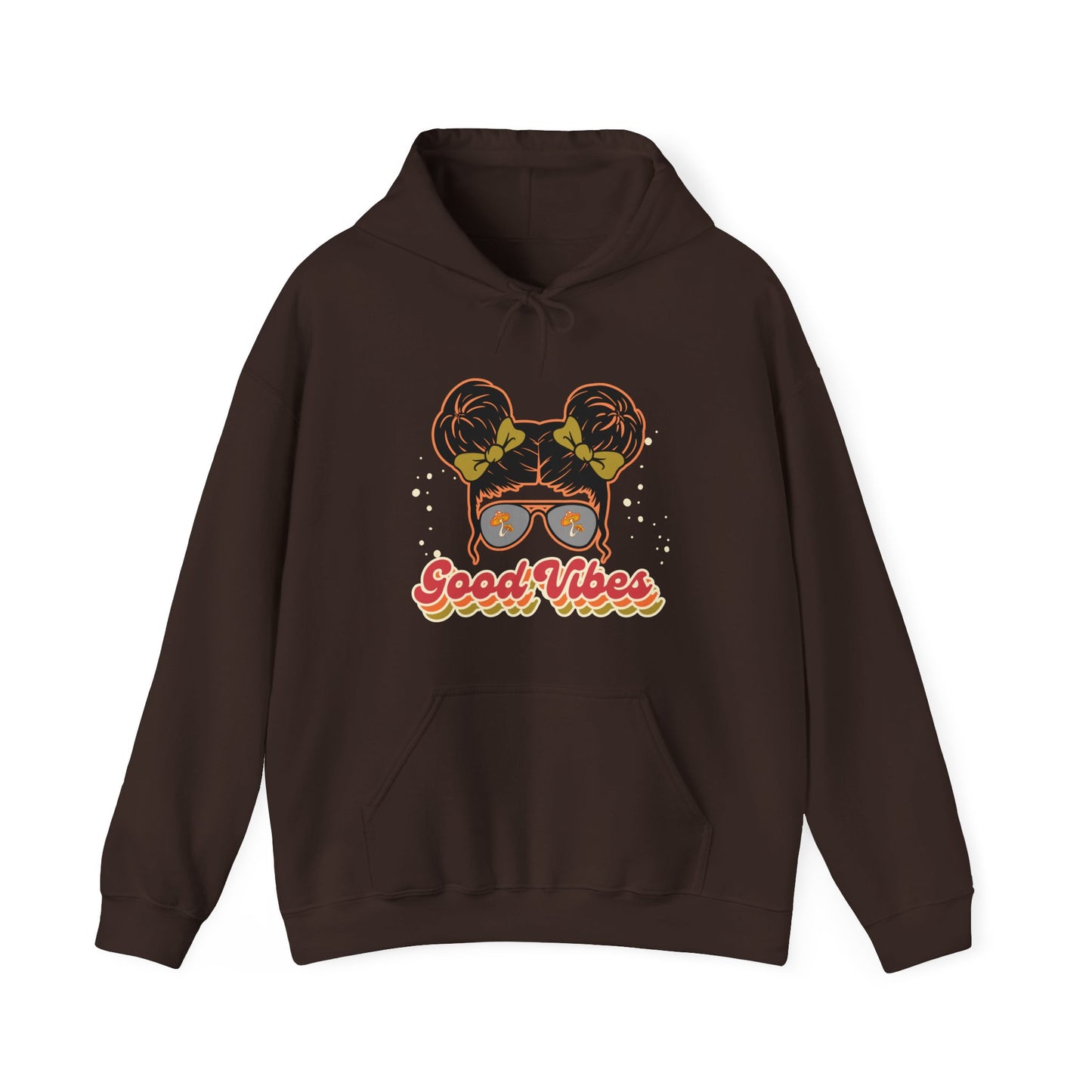 Good Vibes Hippie Chick Mushroom Girlie Hooded Sweatshirt