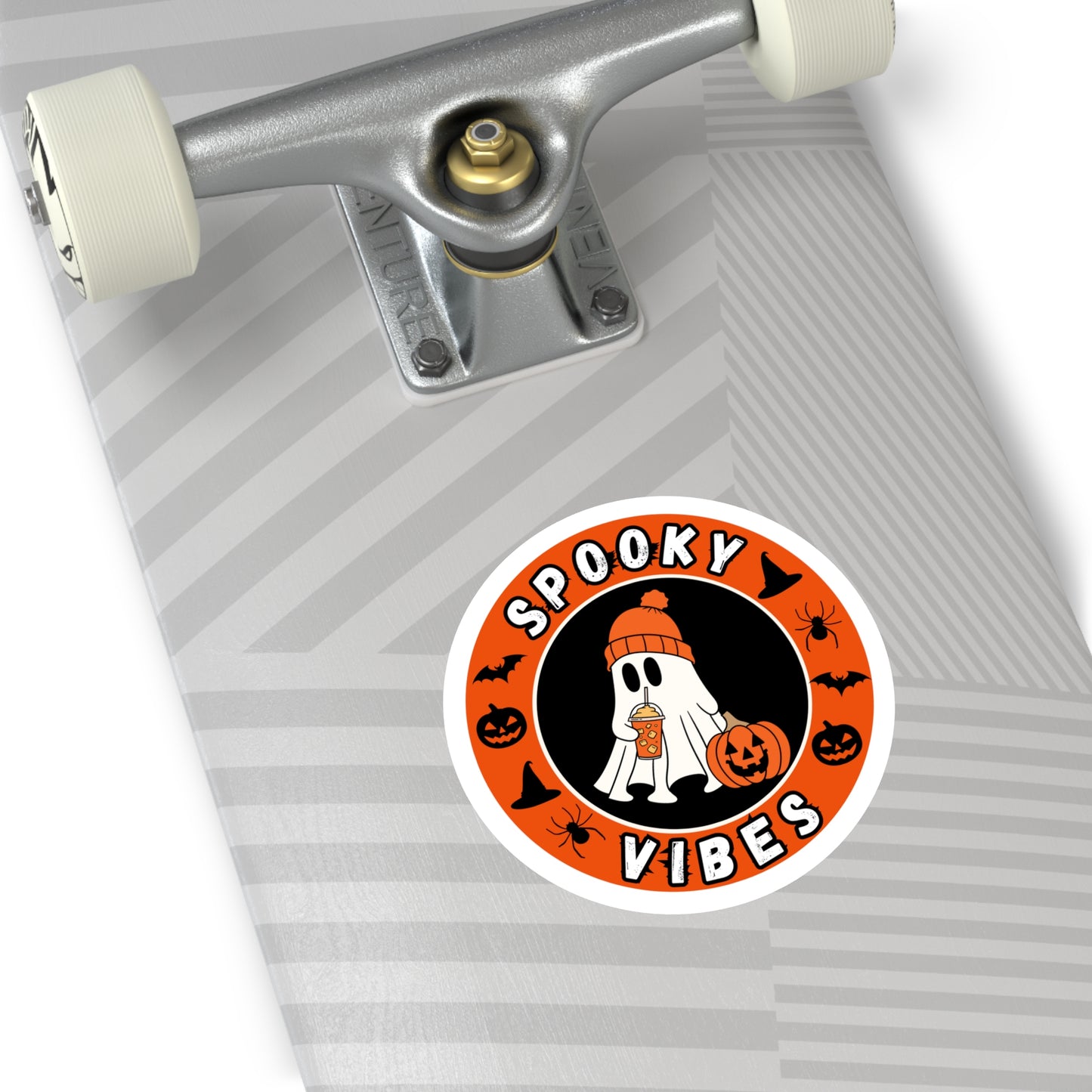 Spooky Vibes Trick or Treat PSL Drinking Ghost Stickers, Indoor\Outdoor