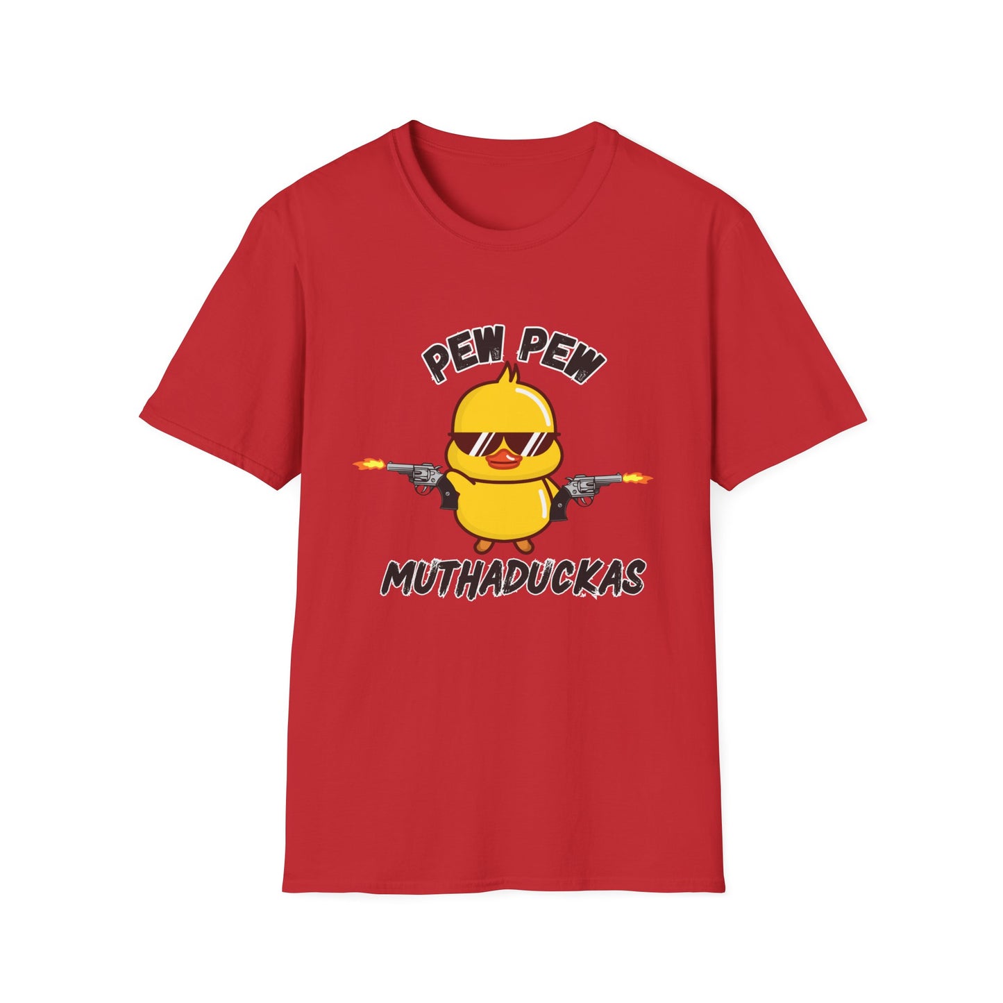 Pew Pew Muthuduckas Funny Rubber Ducky Gun T-Shirt