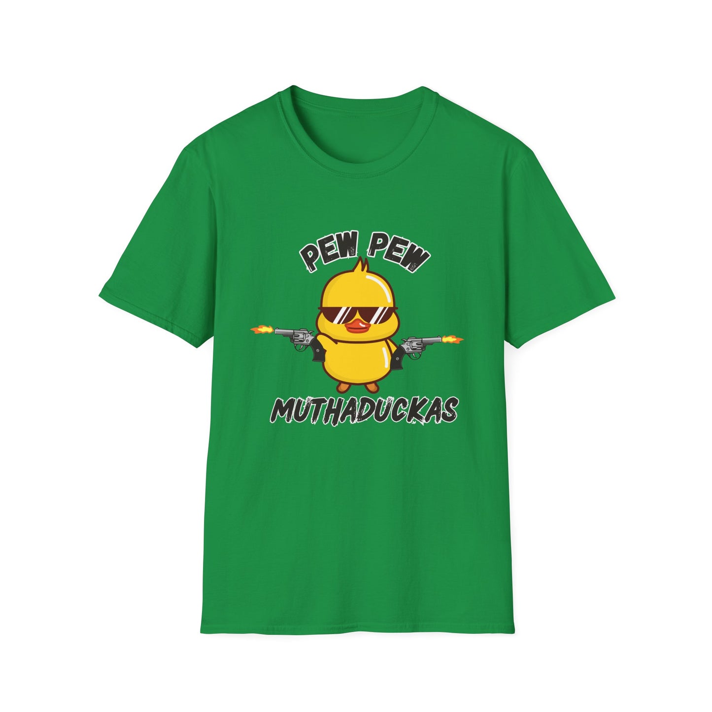 Pew Pew Muthuduckas Funny Rubber Ducky Gun T-Shirt