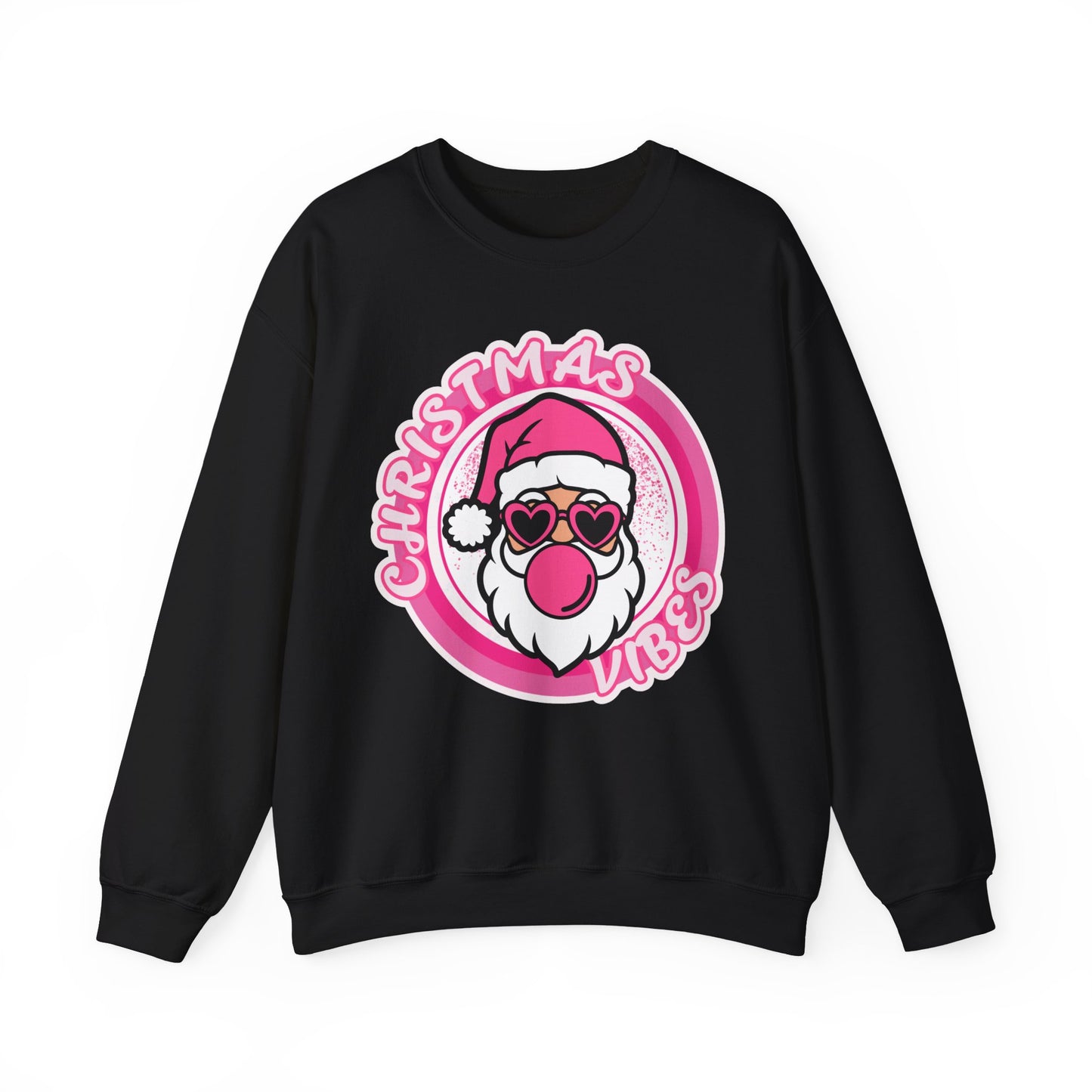 Santa Christmas Vibes Pink Lovers Crewneck Sweatshirt