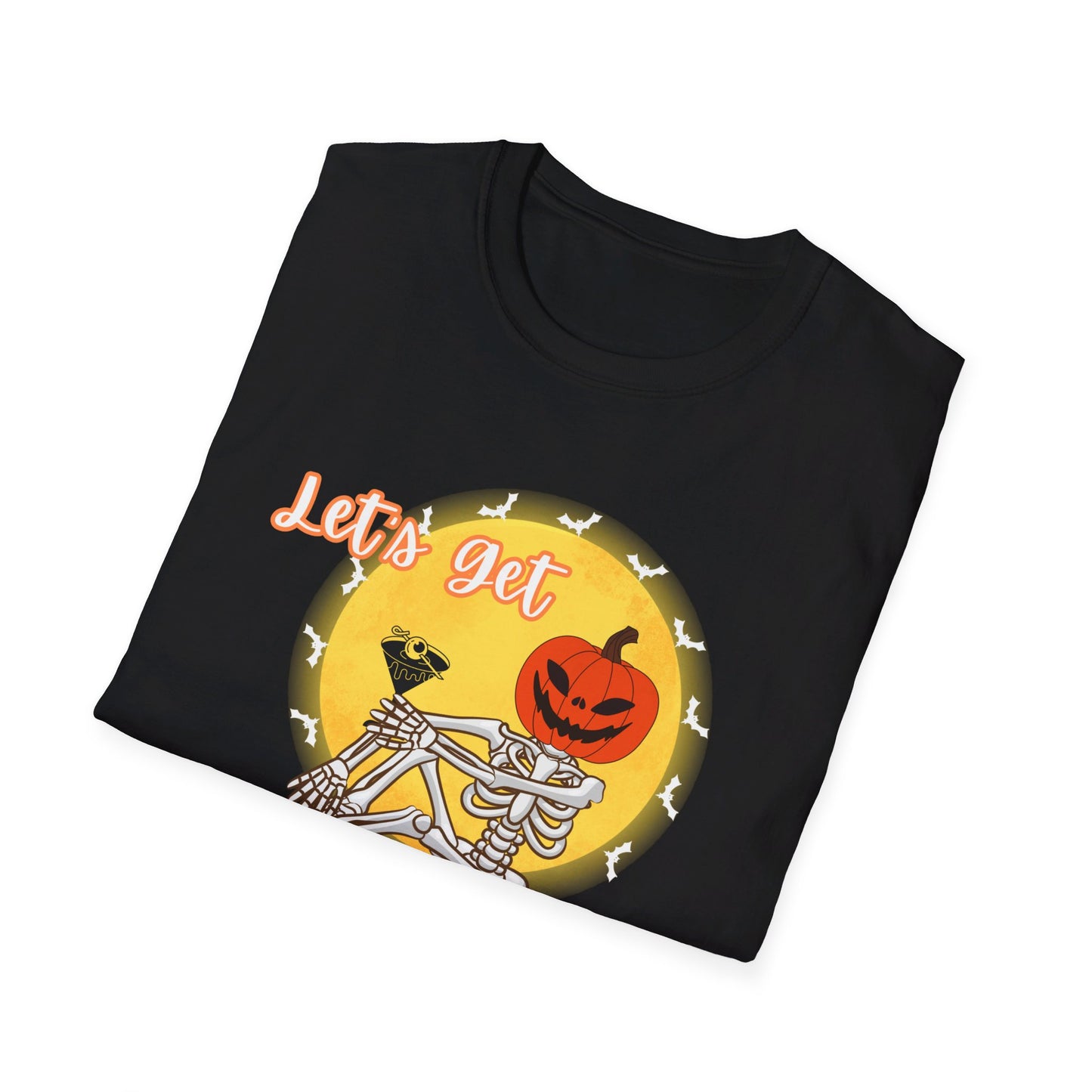 Let's Get Smashed Funny Halloween Skeleton with Martini T-Shirt