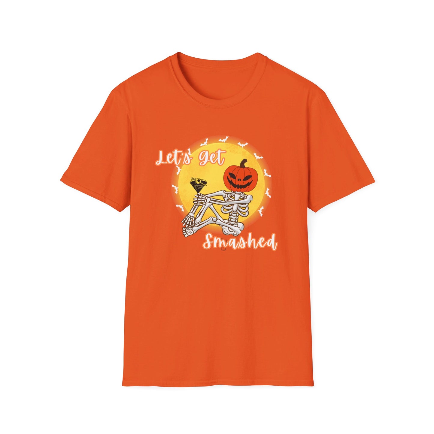 Let's Get Smashed Funny Halloween Skeleton with Martini T-Shirt