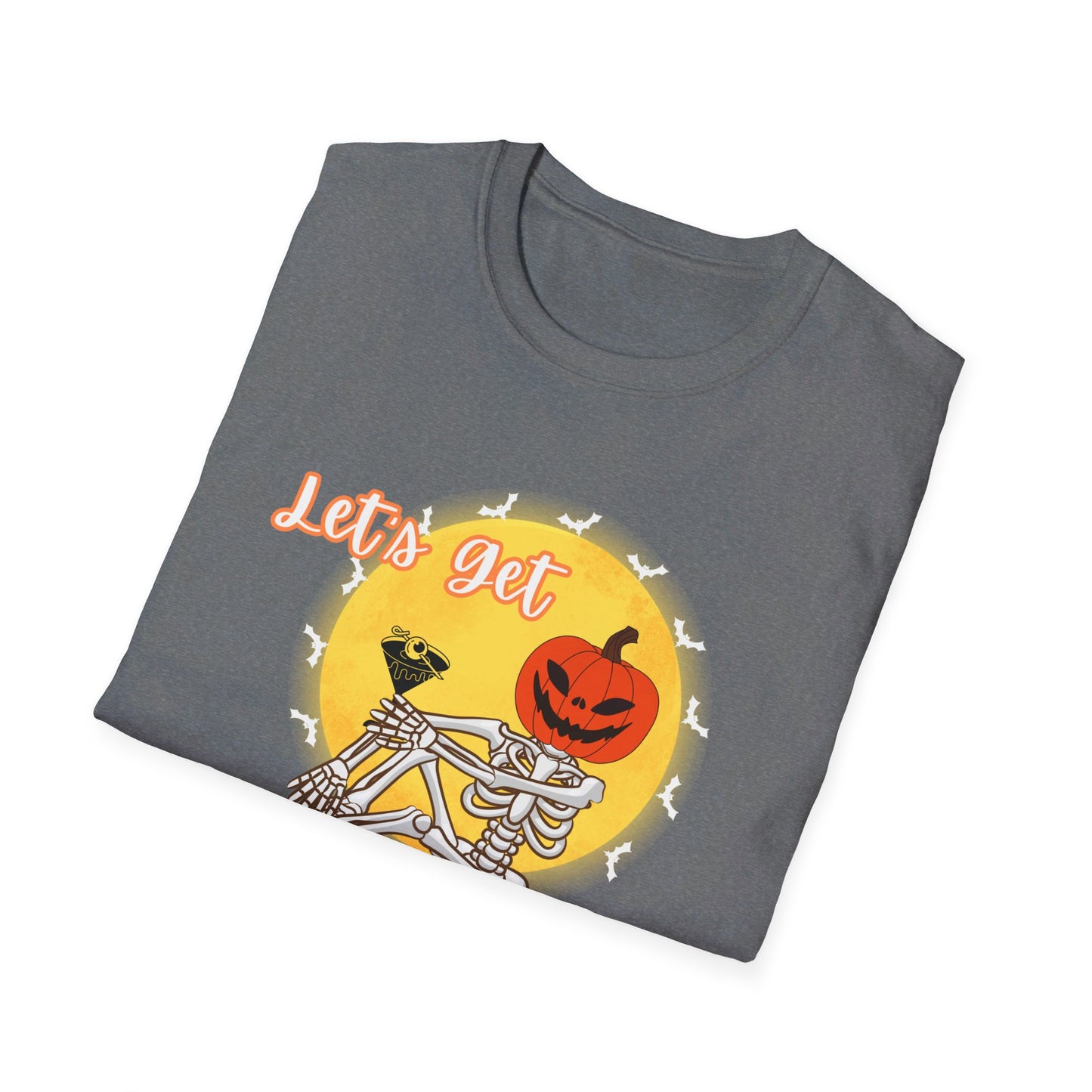 Let's Get Smashed Funny Halloween Skeleton with Martini T-Shirt