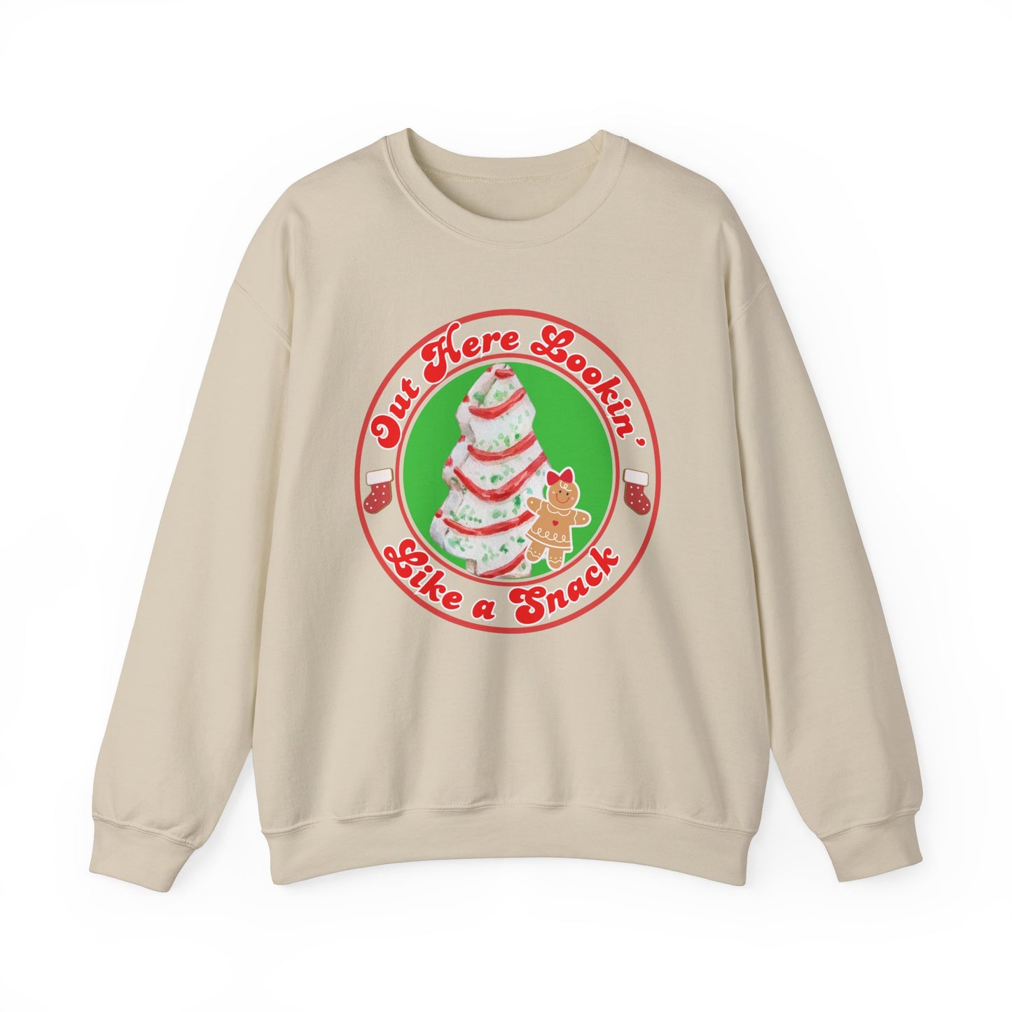 Out Here Lookin' Like a Snack Christmas Cake Crewneck Sweatshirt