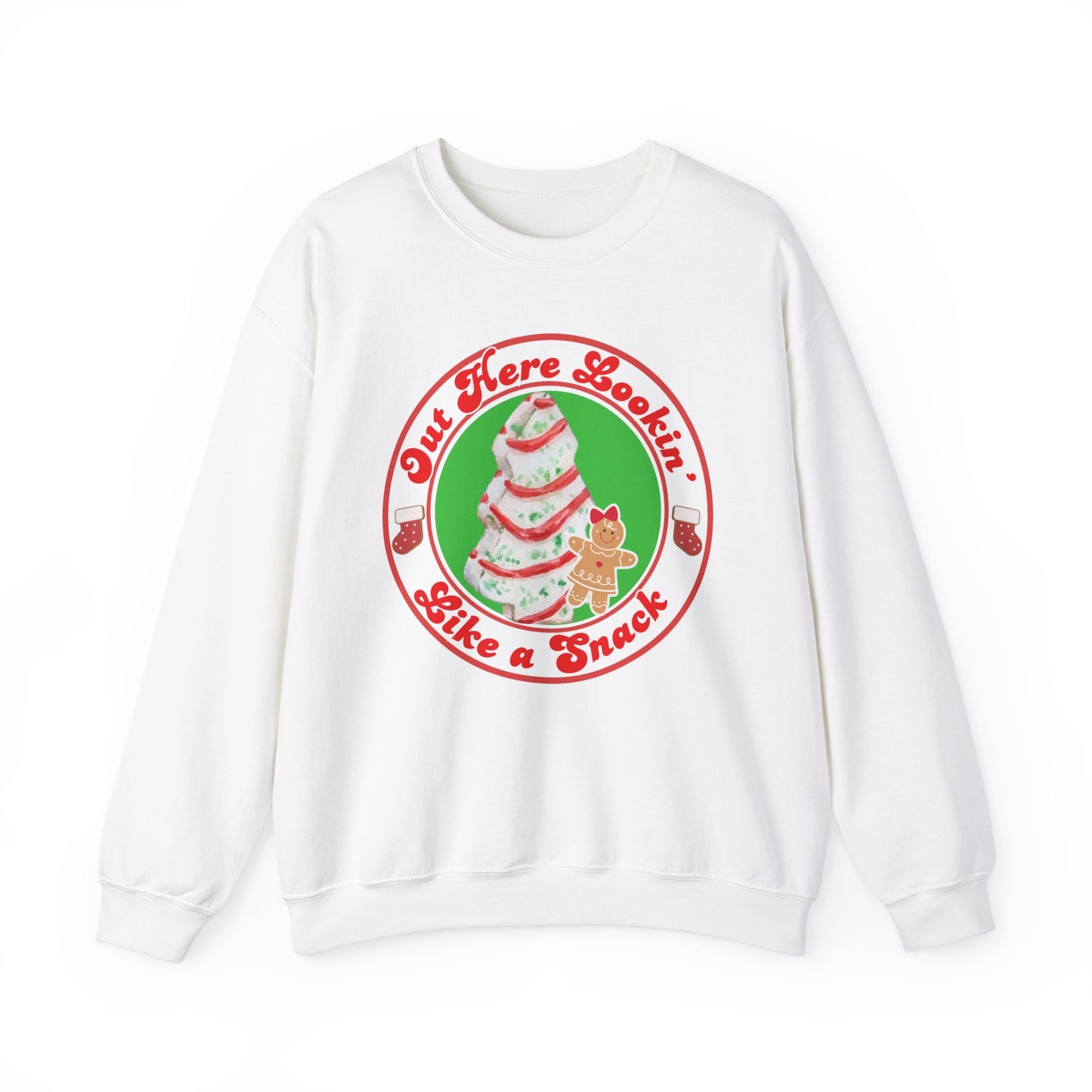 Out Here Lookin' Like a Snack Christmas Cake Crewneck Sweatshirt