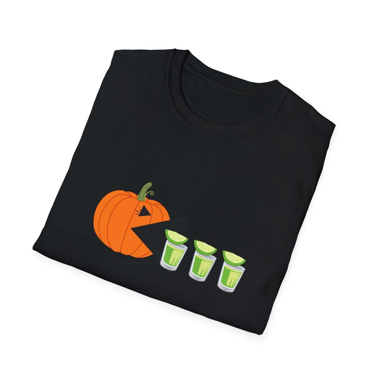 Shots Shots Shots Halloween Style Pumpkin Chasing Tequila Unisex Tee