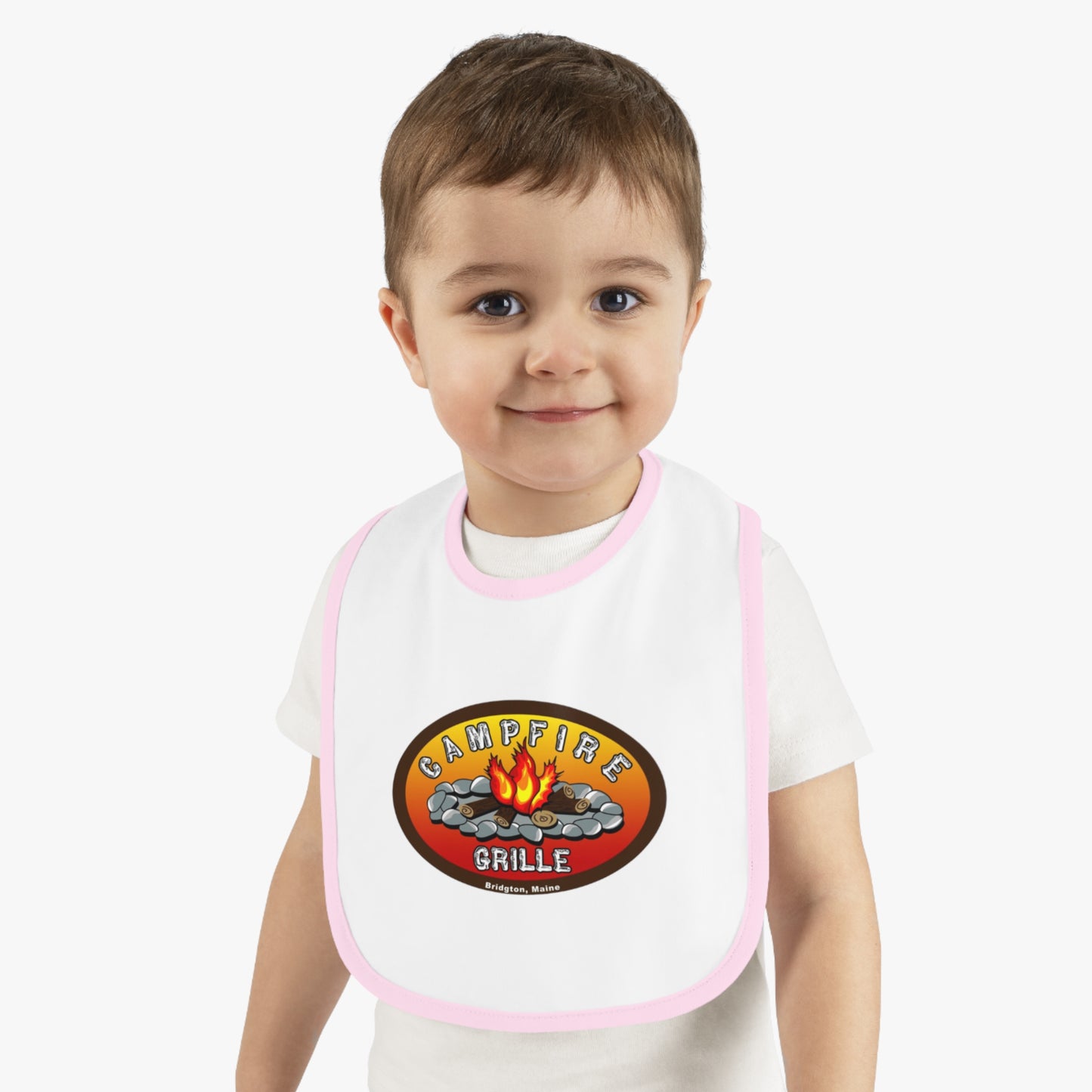 Camping-Themed Baby Bib, Outdoor Dining Bib, Baby Shower Gift, BBQ Fun, Baby Feeding Accessory, Cute Campfire Design