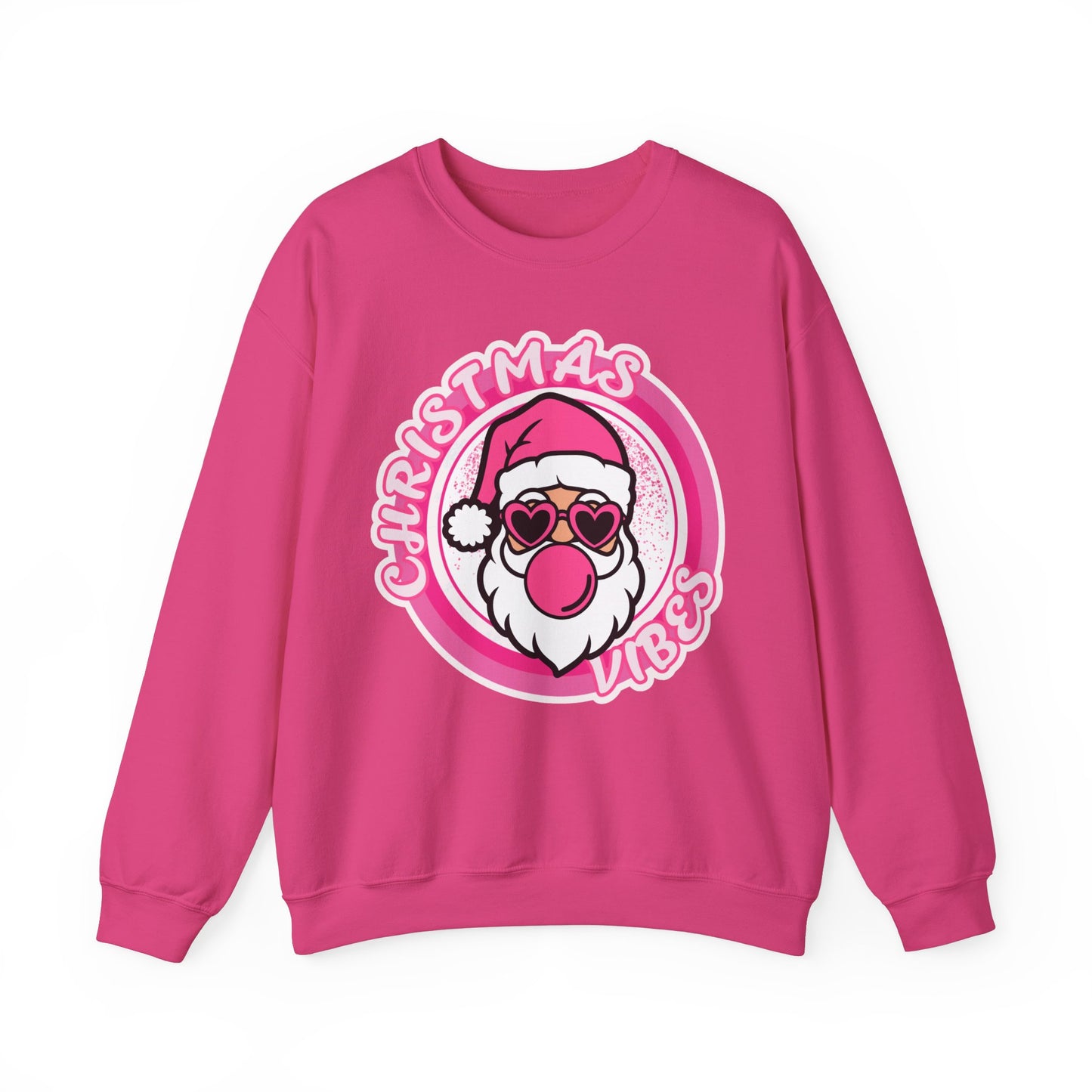 Santa Christmas Vibes Pink Lovers  Crewneck Sweatshirt