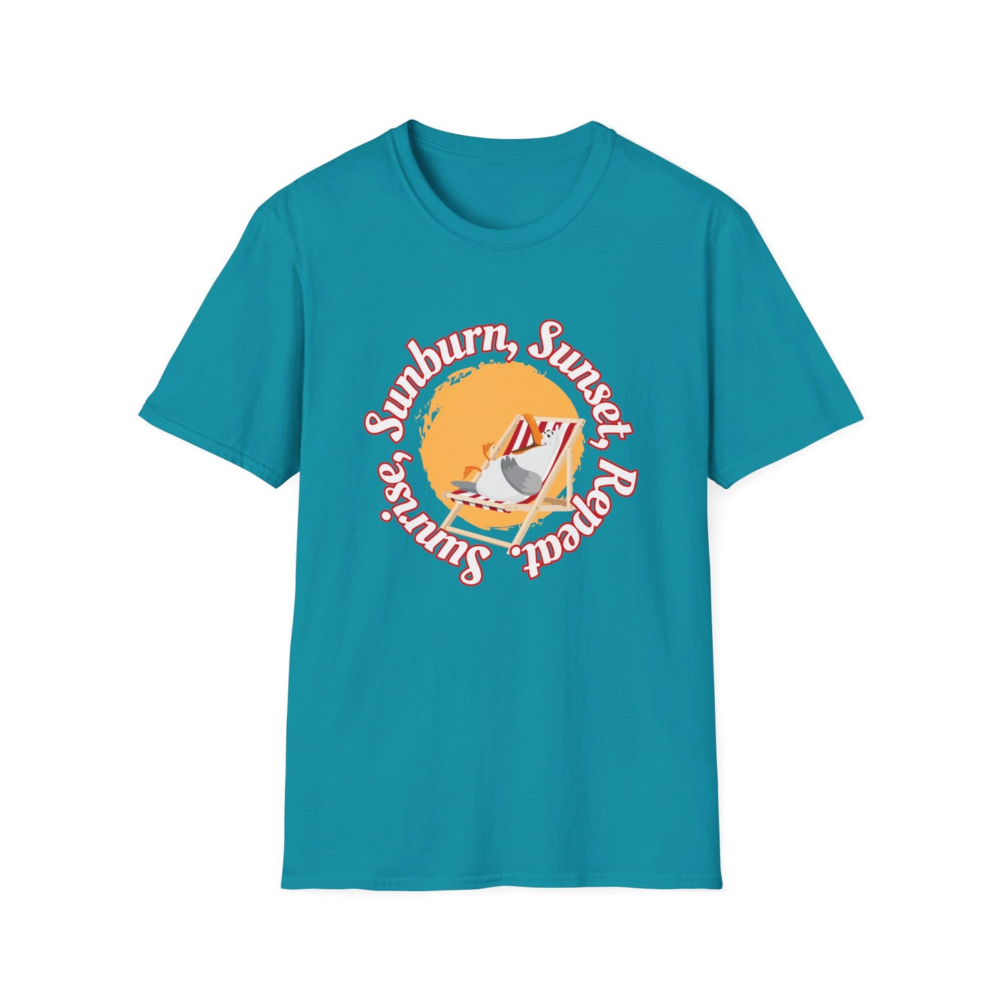 Sunrise, Sunburn, Sunset, Repeat, Seagull on the Beach Unisex T-Shirt