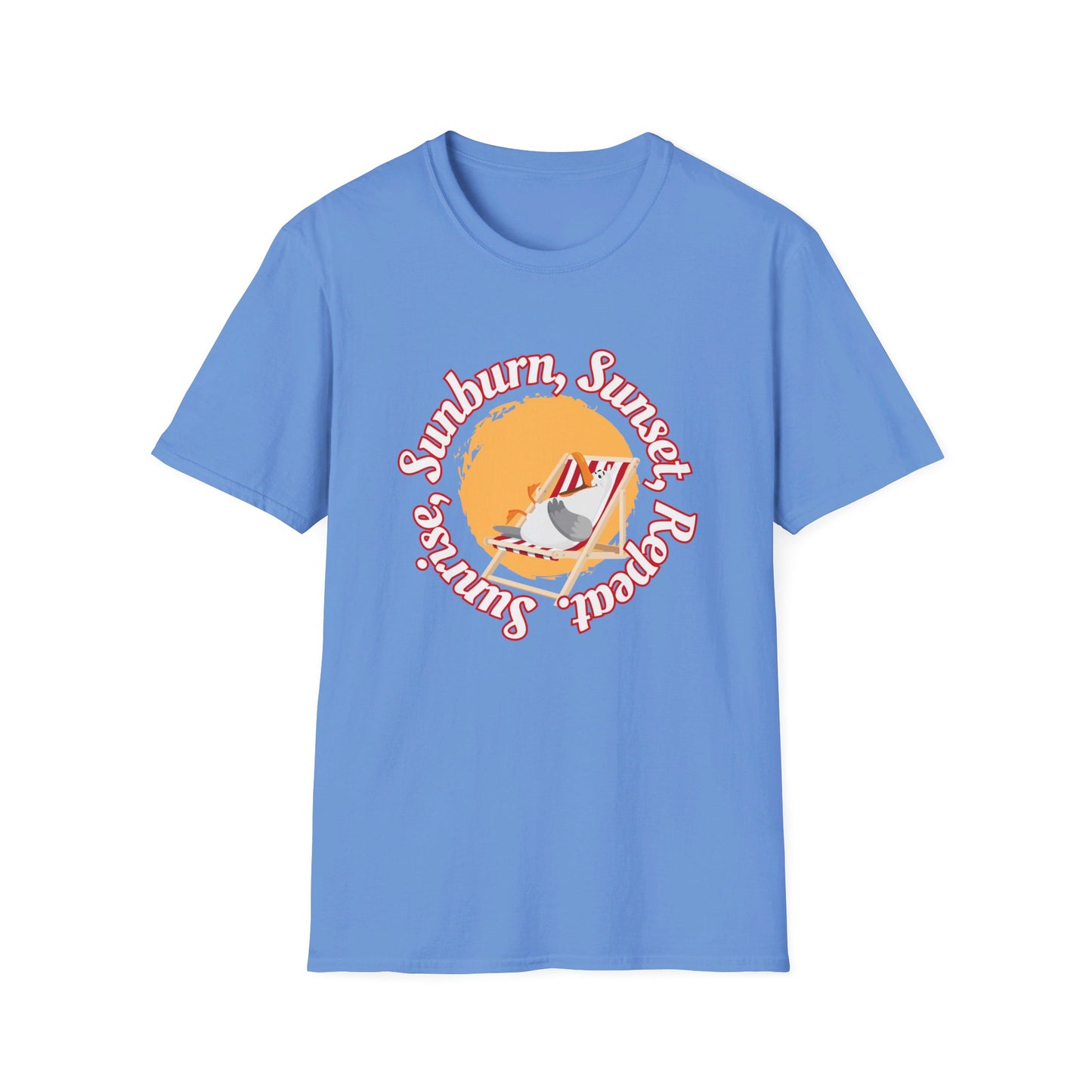 Sunrise, Sunburn, Sunset, Repeat, Seagull on the Beach Unisex T-Shirt