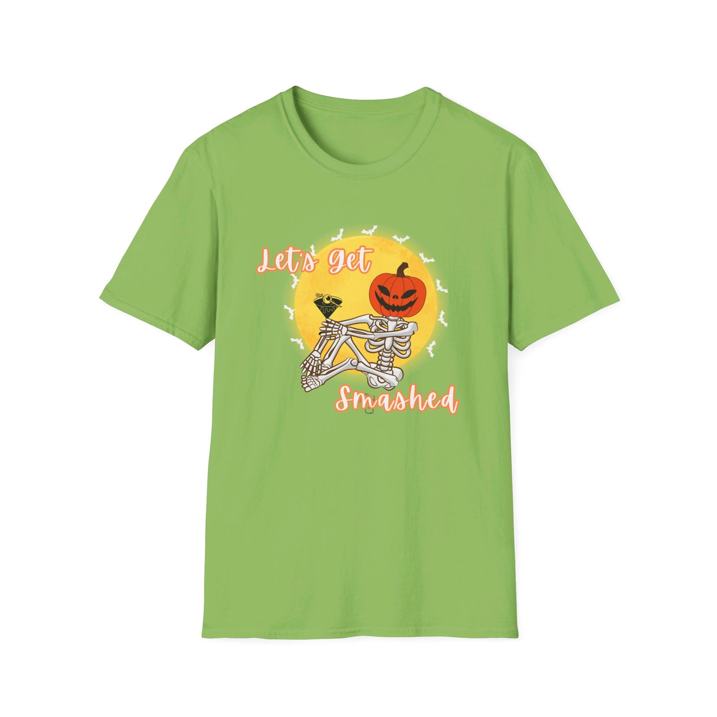 Let's Get Smashed Funny Halloween Skeleton with Martini T-Shirt