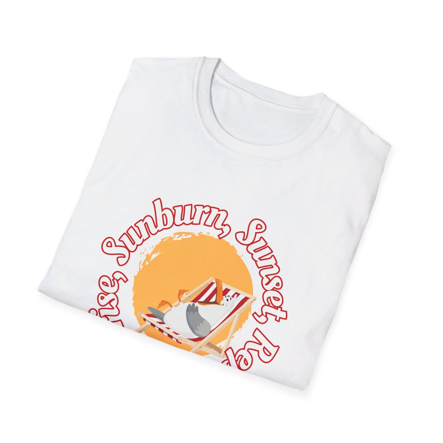 Sunrise, Sunburn, Sunset, Repeat, Seagull on the Beach Unisex T-Shirt