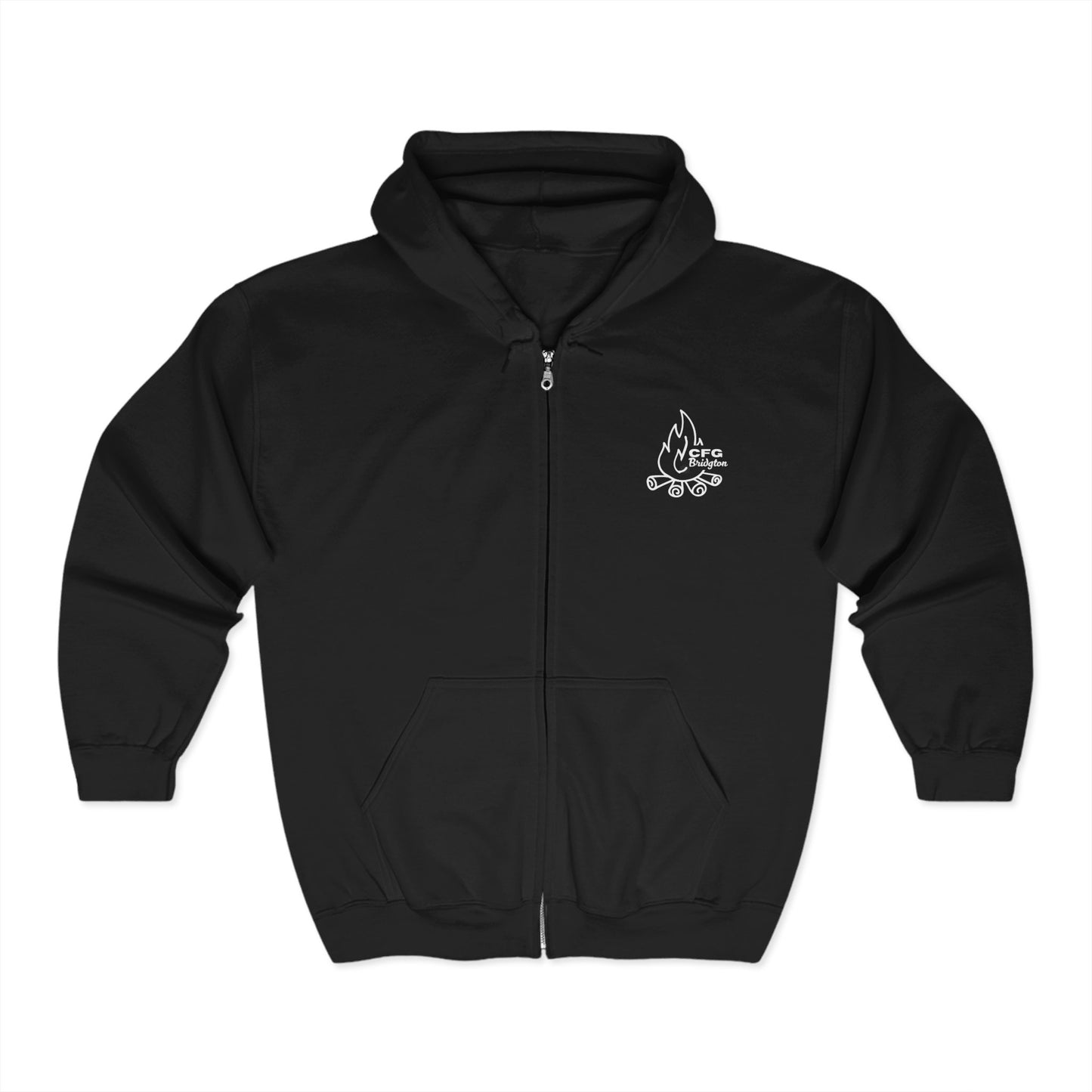 Campfire Grille Unisex Full Zip Hoodie - Cozy Fire-Themed Sweatshirt for Outdoor Lovers