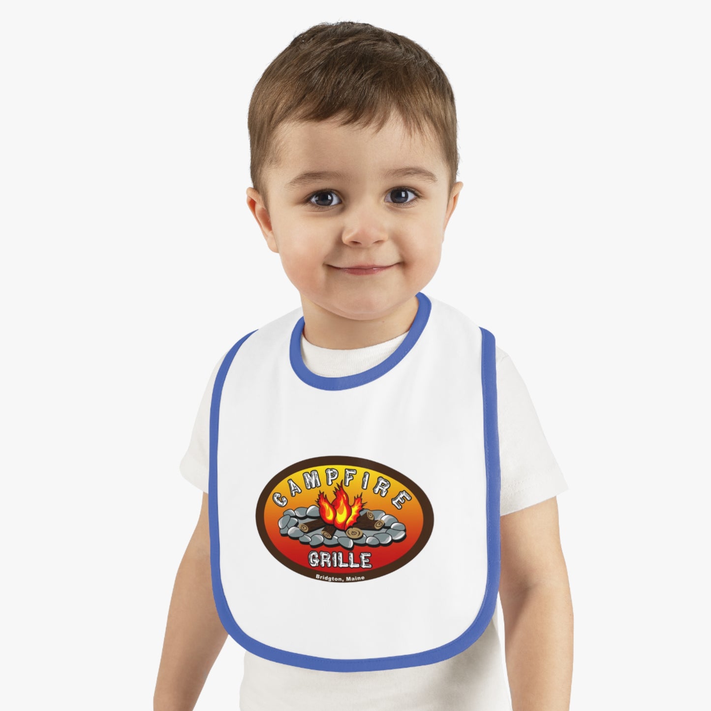 Camping-Themed Baby Bib, Outdoor Dining Bib, Baby Shower Gift, BBQ Fun, Baby Feeding Accessory, Cute Campfire Design