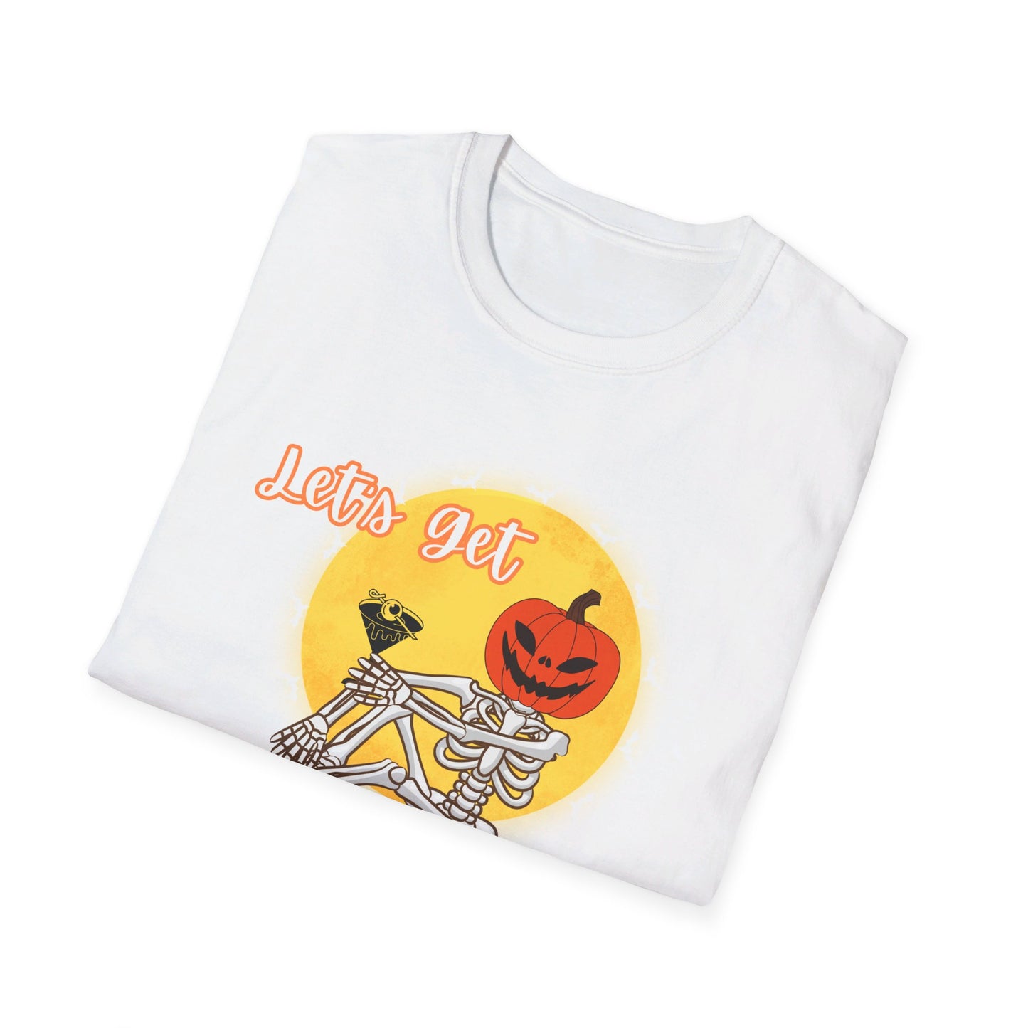 Let's Get Smashed Funny Halloween Skeleton with Martini T-Shirt