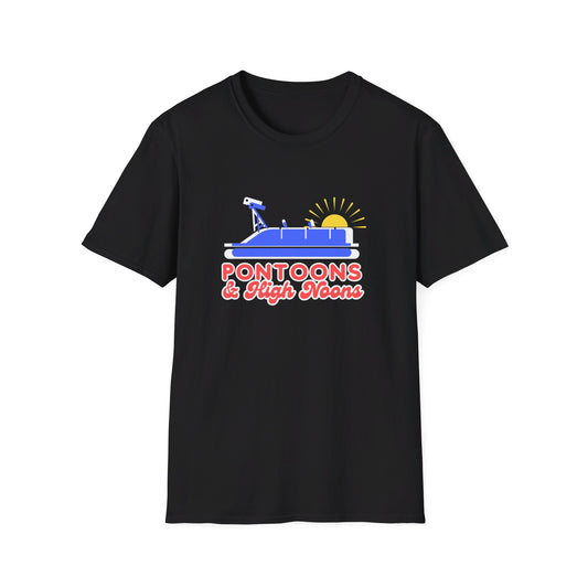 Pontoons and High Noon  Fun Summer Boating  T-Shirt