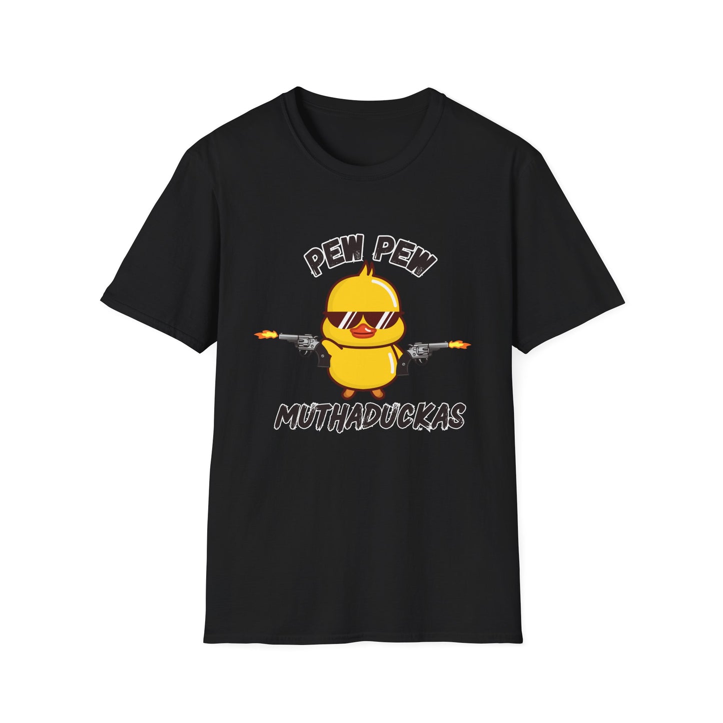 Pew Pew Muthuduckas Funny Rubber Ducky Gun T-Shirt