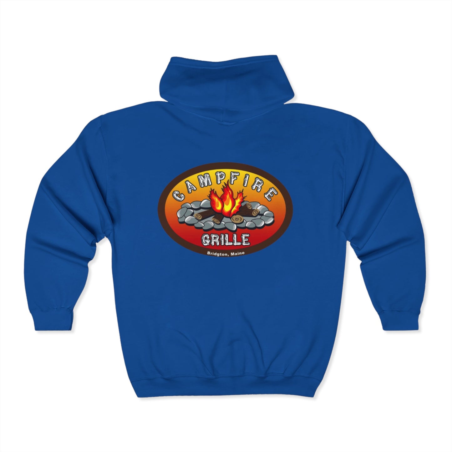 Campfire Grille Full Zip Hoodie, Cozy Unisex Sweatshirt, Camping Apparel, Outdoor Gear, Perfect Gift for Campers, Bonfire Nights