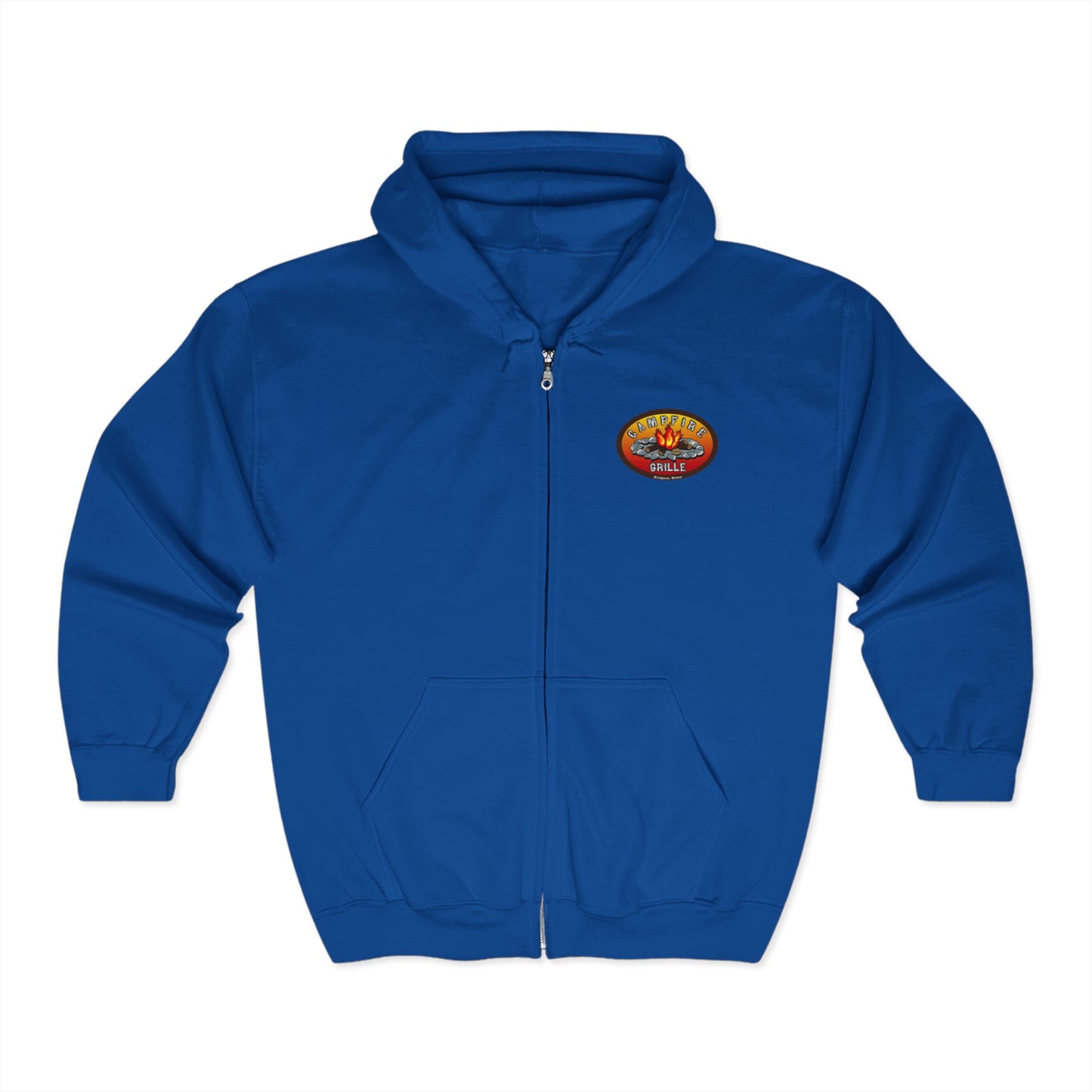 Campfire Grille Full Zip Hoodie, Cozy Unisex Sweatshirt, Camping Apparel, Outdoor Gear, Perfect Gift for Campers, Bonfire Nights