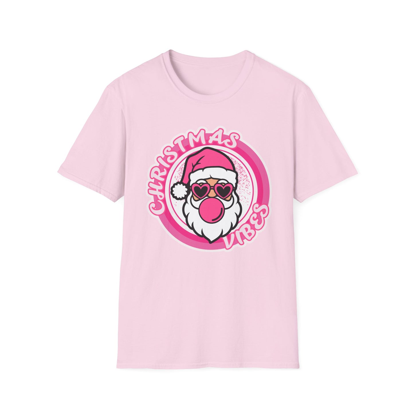 PINK Christmas Vibes Only  Cute Santa T-Shirt