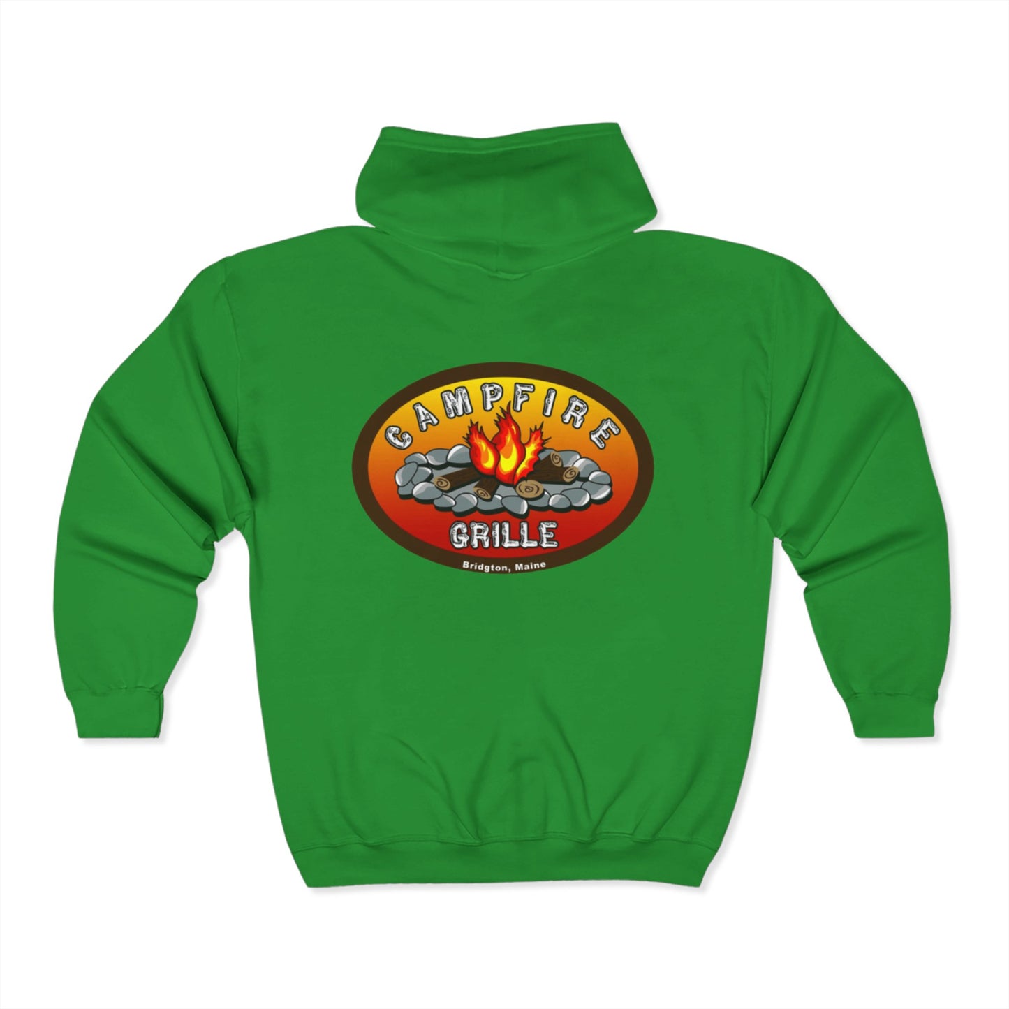 Campfire Grille Full Zip Hoodie, Cozy Unisex Sweatshirt, Camping Apparel, Outdoor Gear, Perfect Gift for Campers, Bonfire Nights