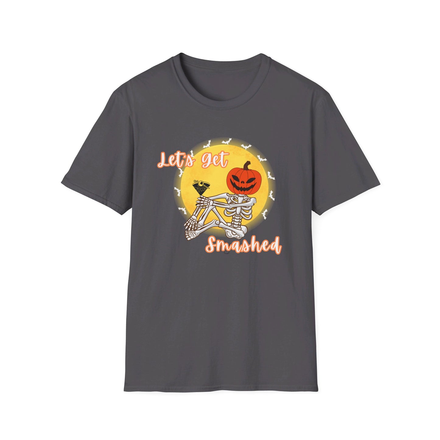 Let's Get Smashed Funny Halloween Skeleton with Martini T-Shirt