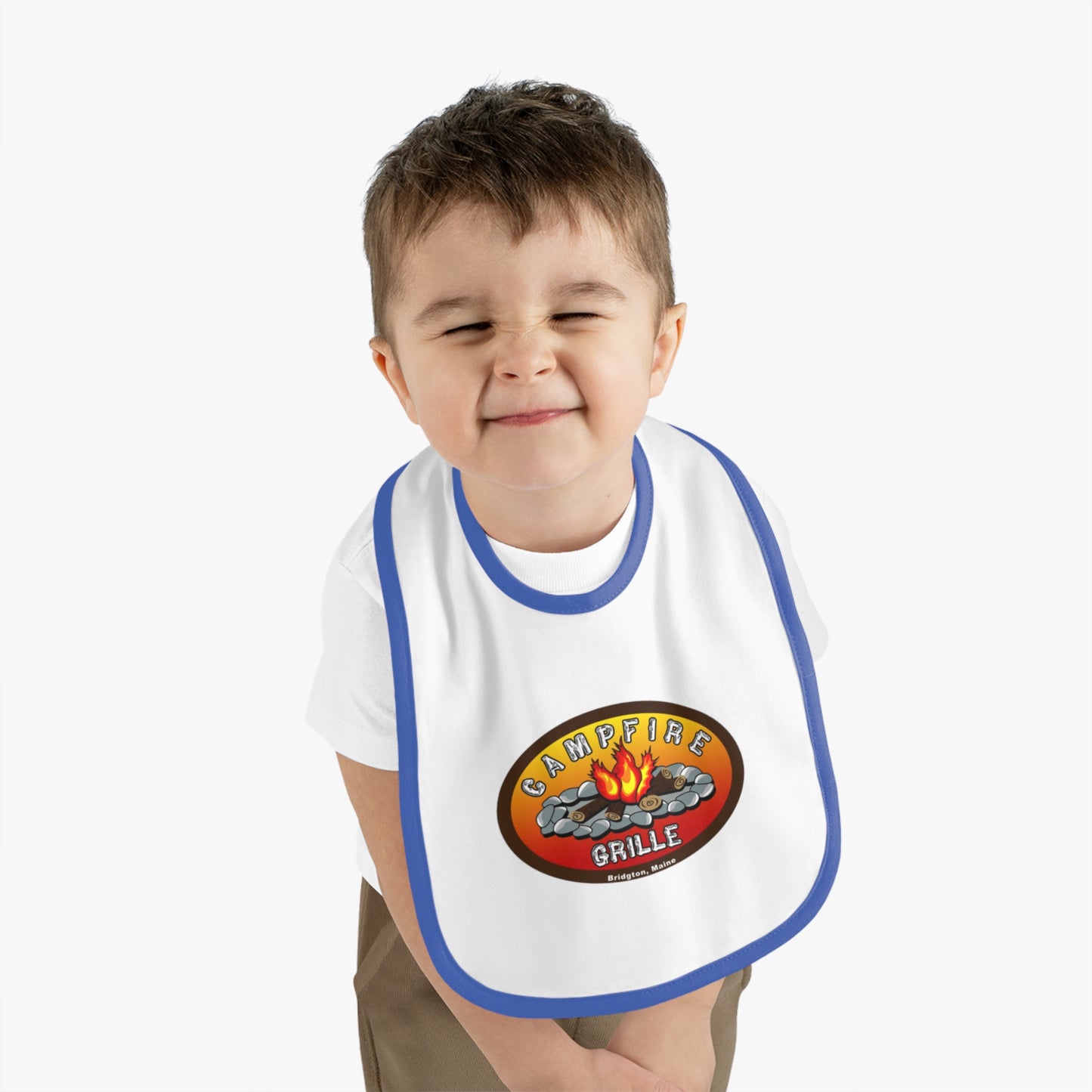 Camping-Themed Baby Bib, Outdoor Dining Bib, Baby Shower Gift, BBQ Fun, Baby Feeding Accessory, Cute Campfire Design