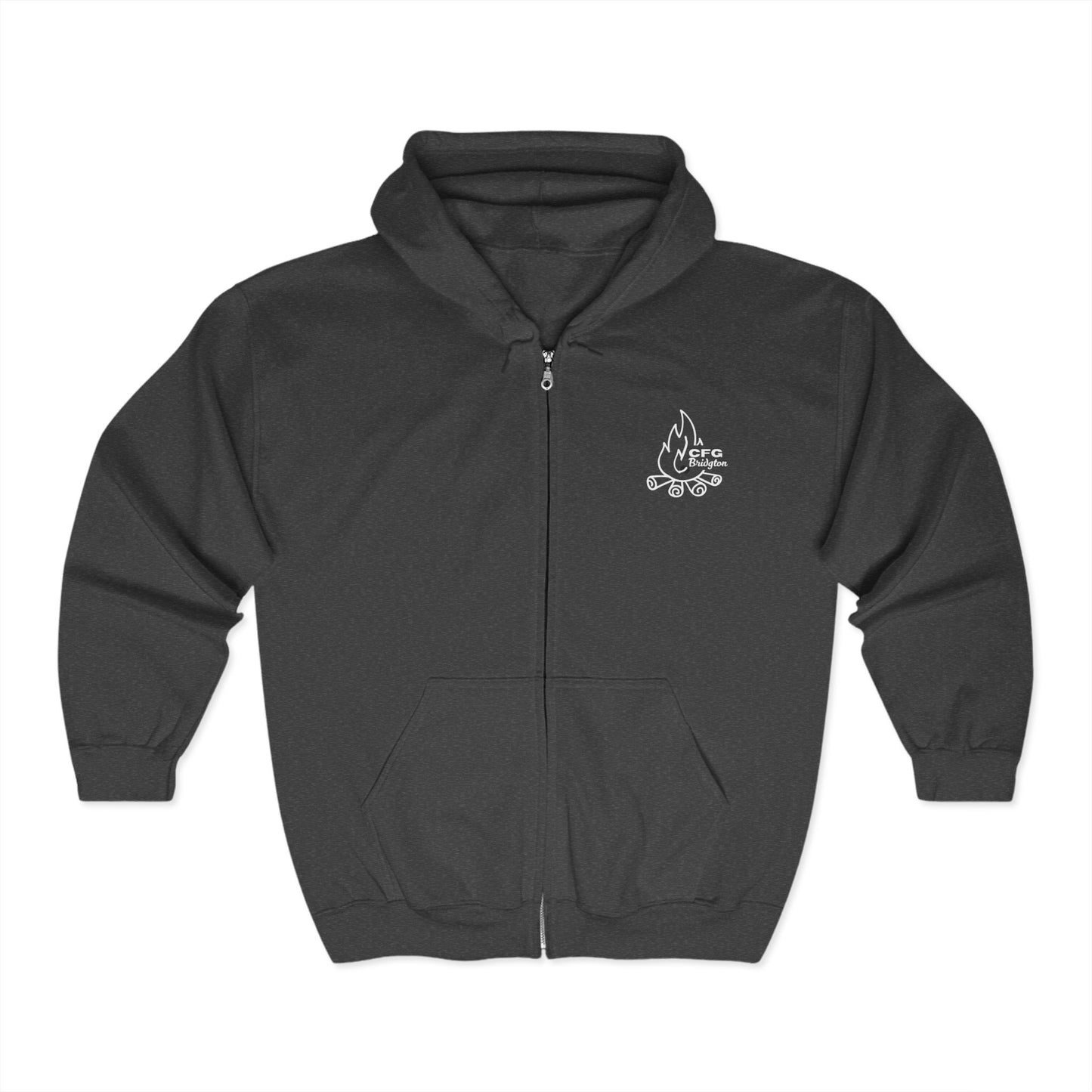 Campfire Grille Unisex Full Zip Hoodie - Cozy Fire-Themed Sweatshirt for Outdoor Lovers