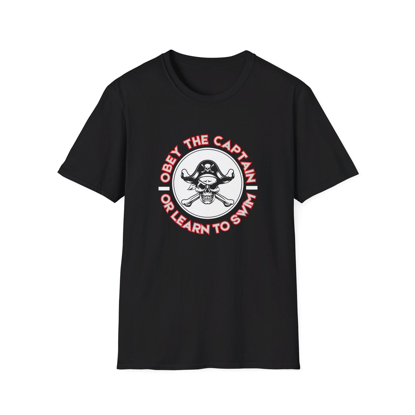 Obey the Captain or Learn To Swim Funny Pirate T-Shirt