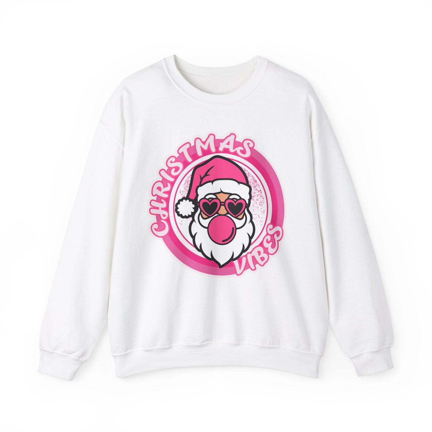 Santa Christmas Vibes Pink Lovers  Crewneck Sweatshirt