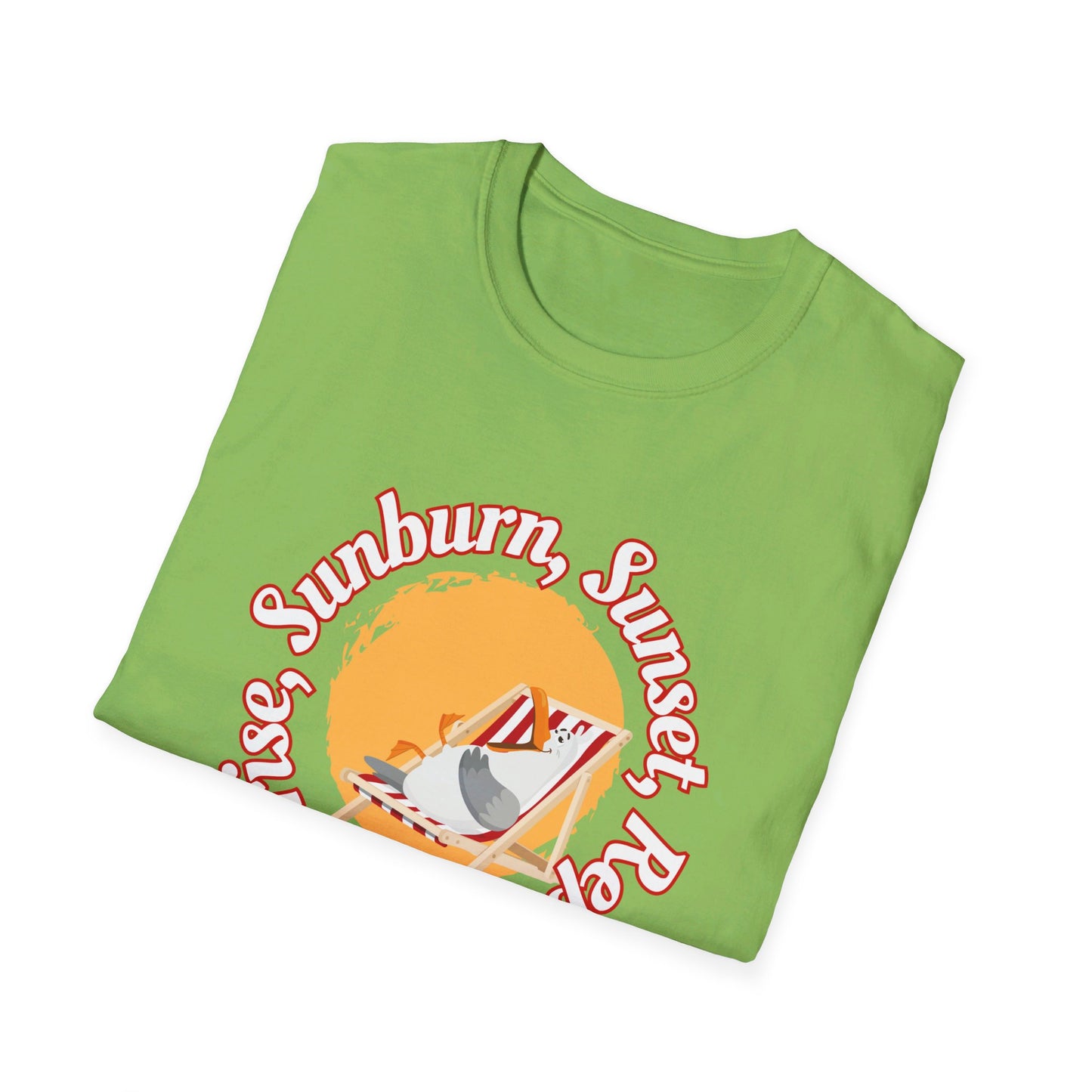 Sunrise, Sunburn, Sunset, Repeat, Seagull on the Beach Unisex T-Shirt