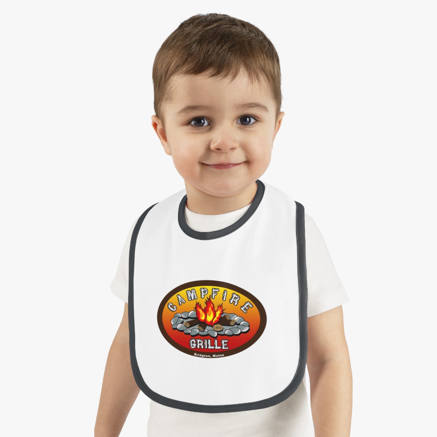 Camping-Themed Baby Bib, Outdoor Dining Bib, Baby Shower Gift, BBQ Fun, Baby Feeding Accessory, Cute Campfire Design