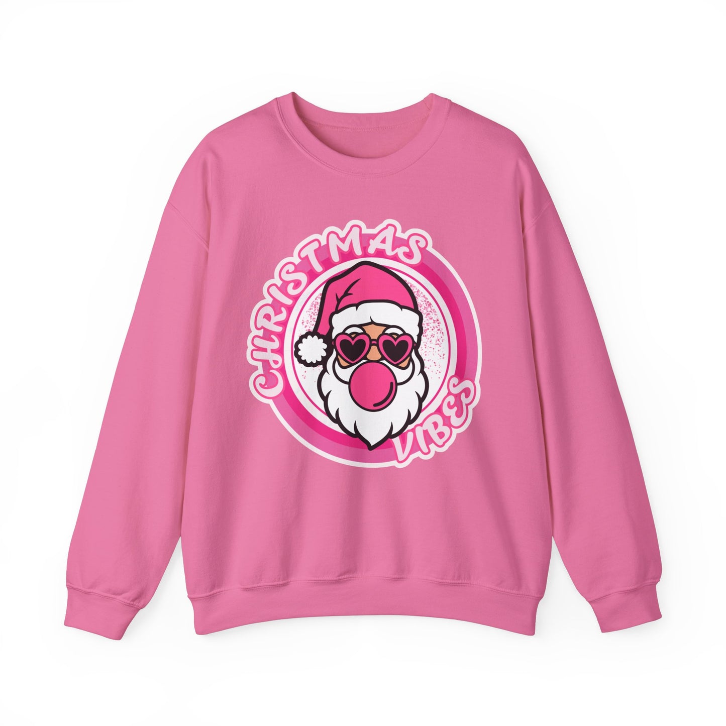 Santa Christmas Vibes Pink Lovers  Crewneck Sweatshirt