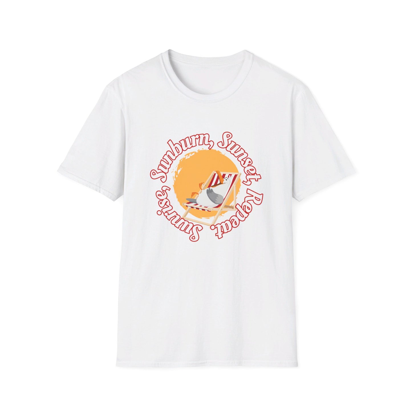 Sunrise, Sunburn, Sunset, Repeat, Seagull on the Beach Unisex T-Shirt