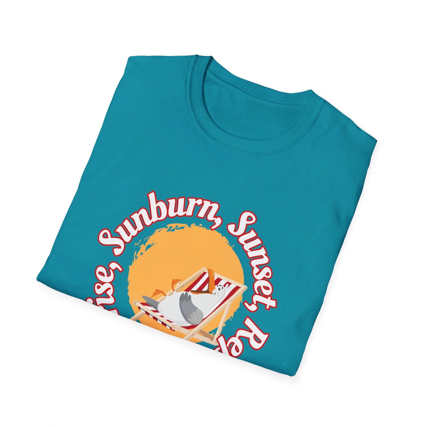 Sunrise, Sunburn, Sunset, Repeat, Seagull on the Beach Unisex T-Shirt